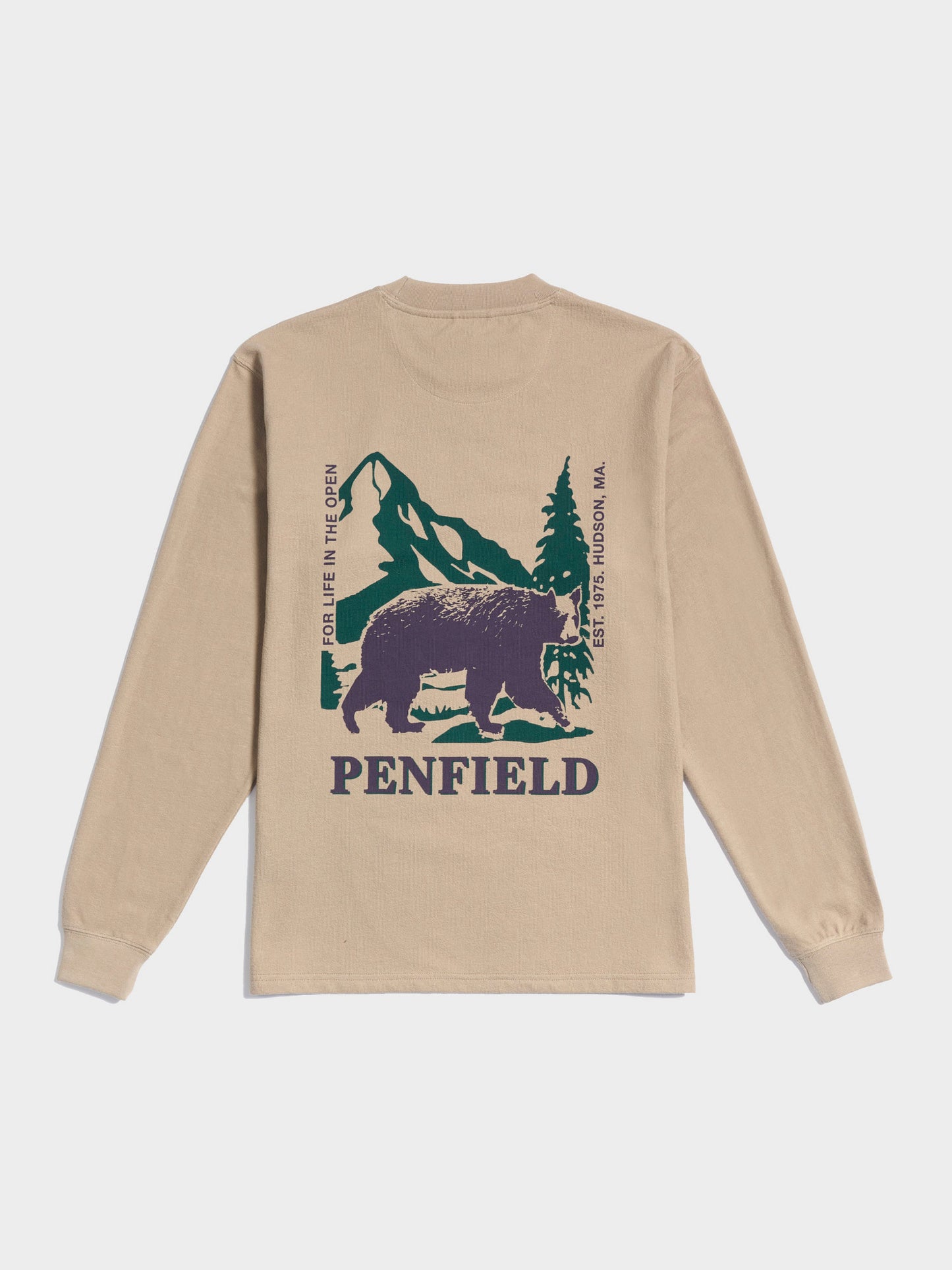 Penfield Mens Black Bear Long Sleeve T-Shirt in Chinchilla