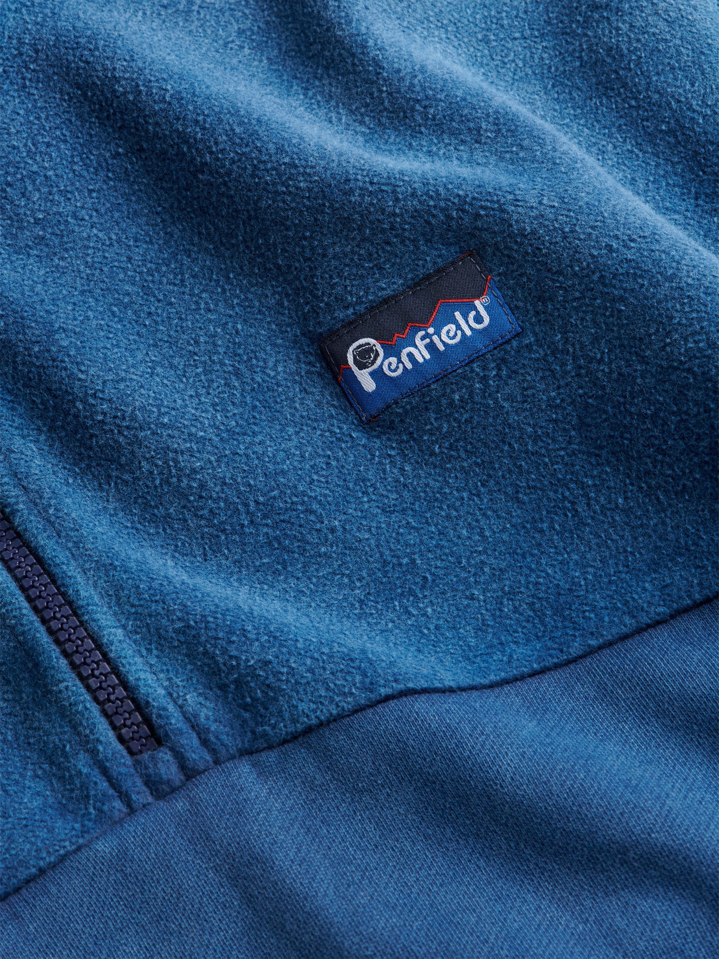 Penfield Mens Washed Panelled Funnel Neck Sweatshirt in Navy Blue