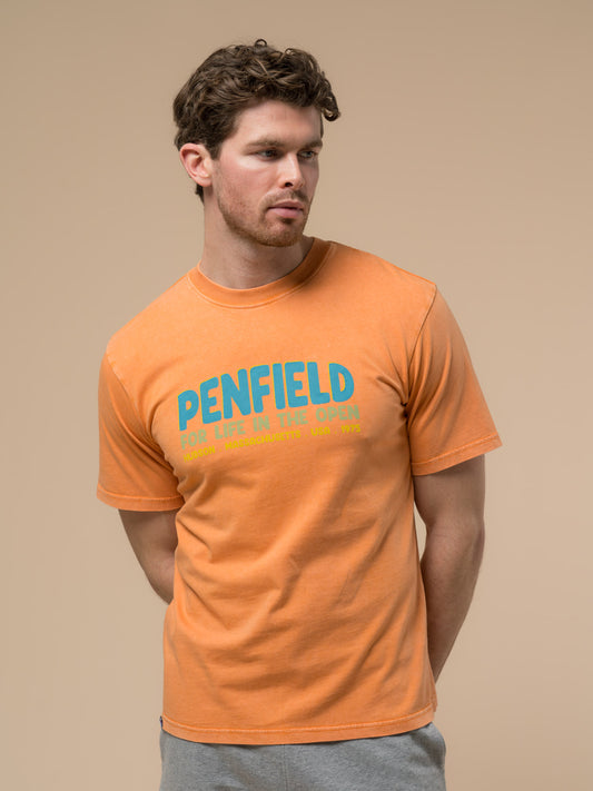 Penfield Mens Retro Print T-Shirt in Golden Ochre
