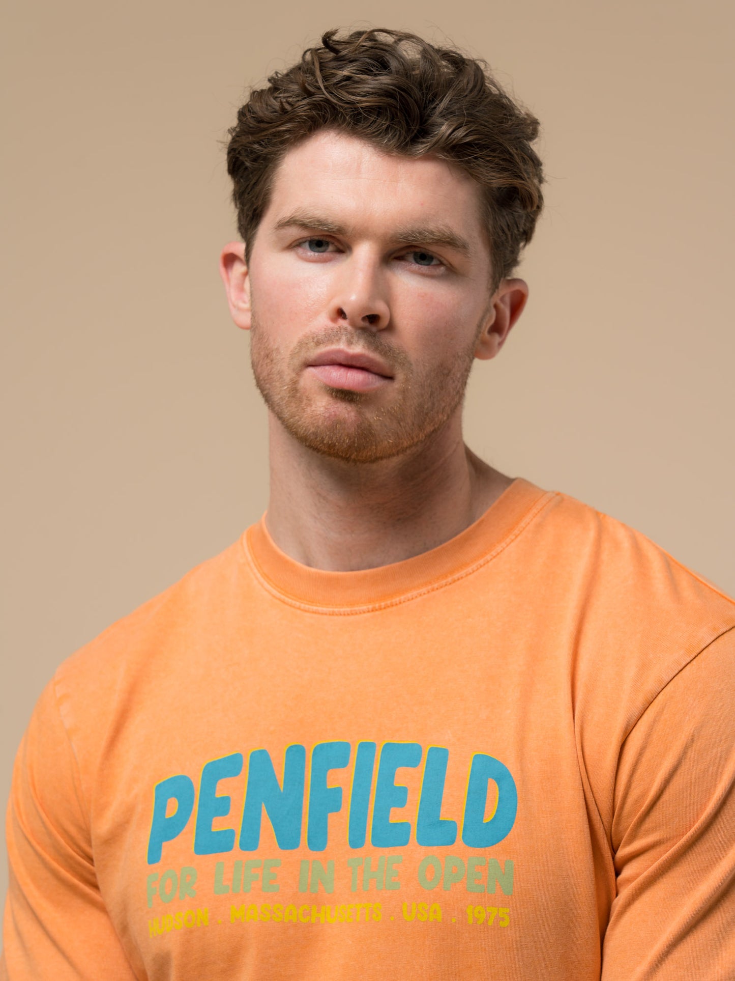 Penfield Mens Retro Print T-Shirt in Golden Ochre