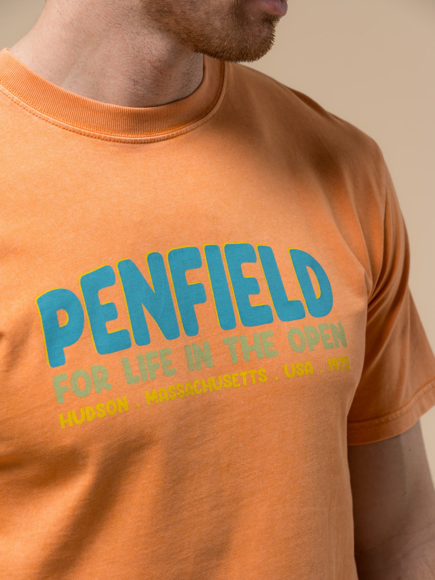 Penfield Mens Retro Print T-Shirt in Golden Ochre