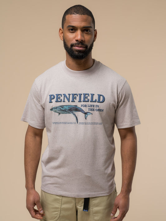 Penfield Mens Retro Whale T-Shirt in Cloud Gray