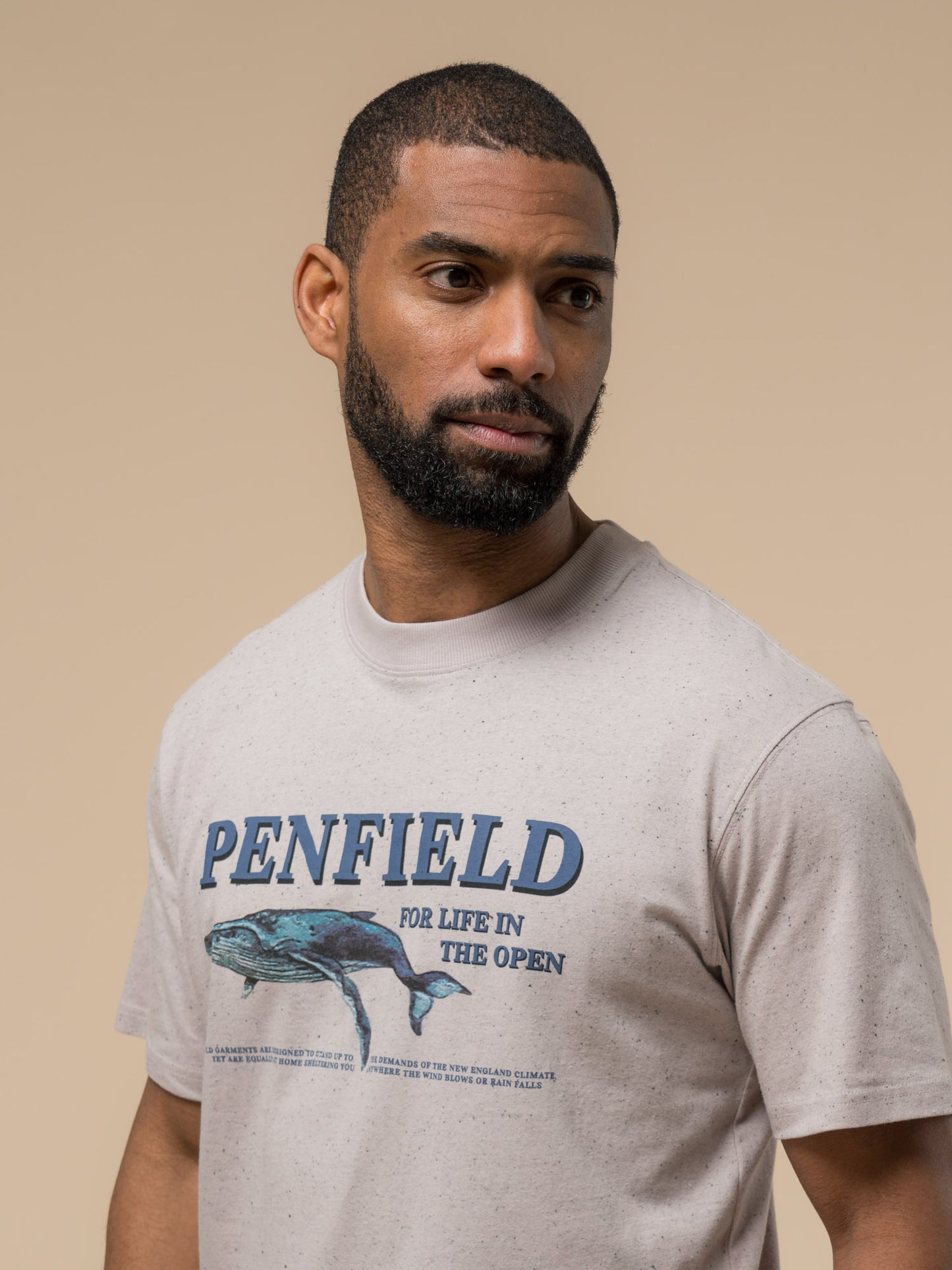 Penfield Mens Retro Whale T-Shirt in Cloud Gray