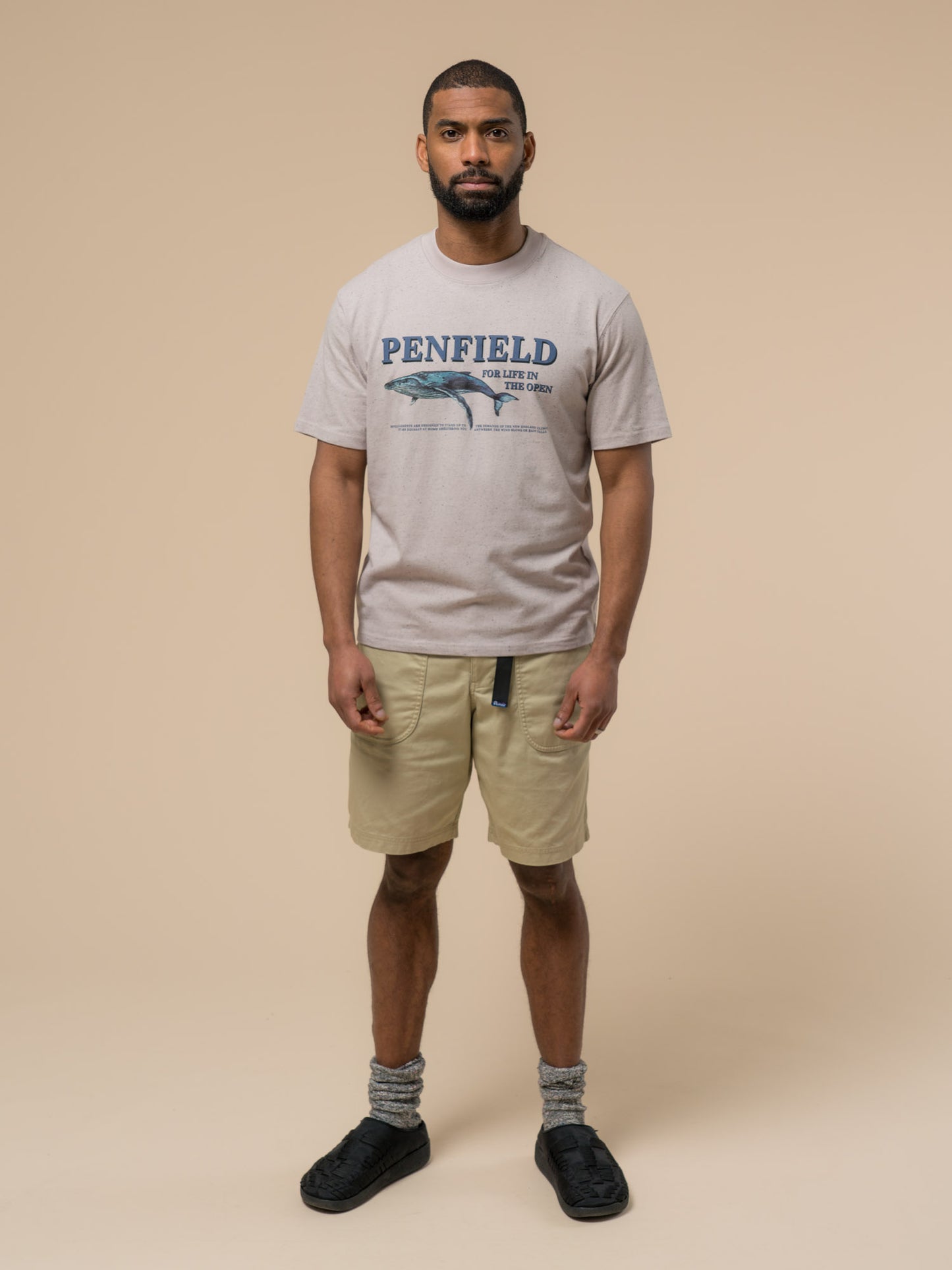 Penfield Mens Retro Whale T-Shirt in Cloud Gray