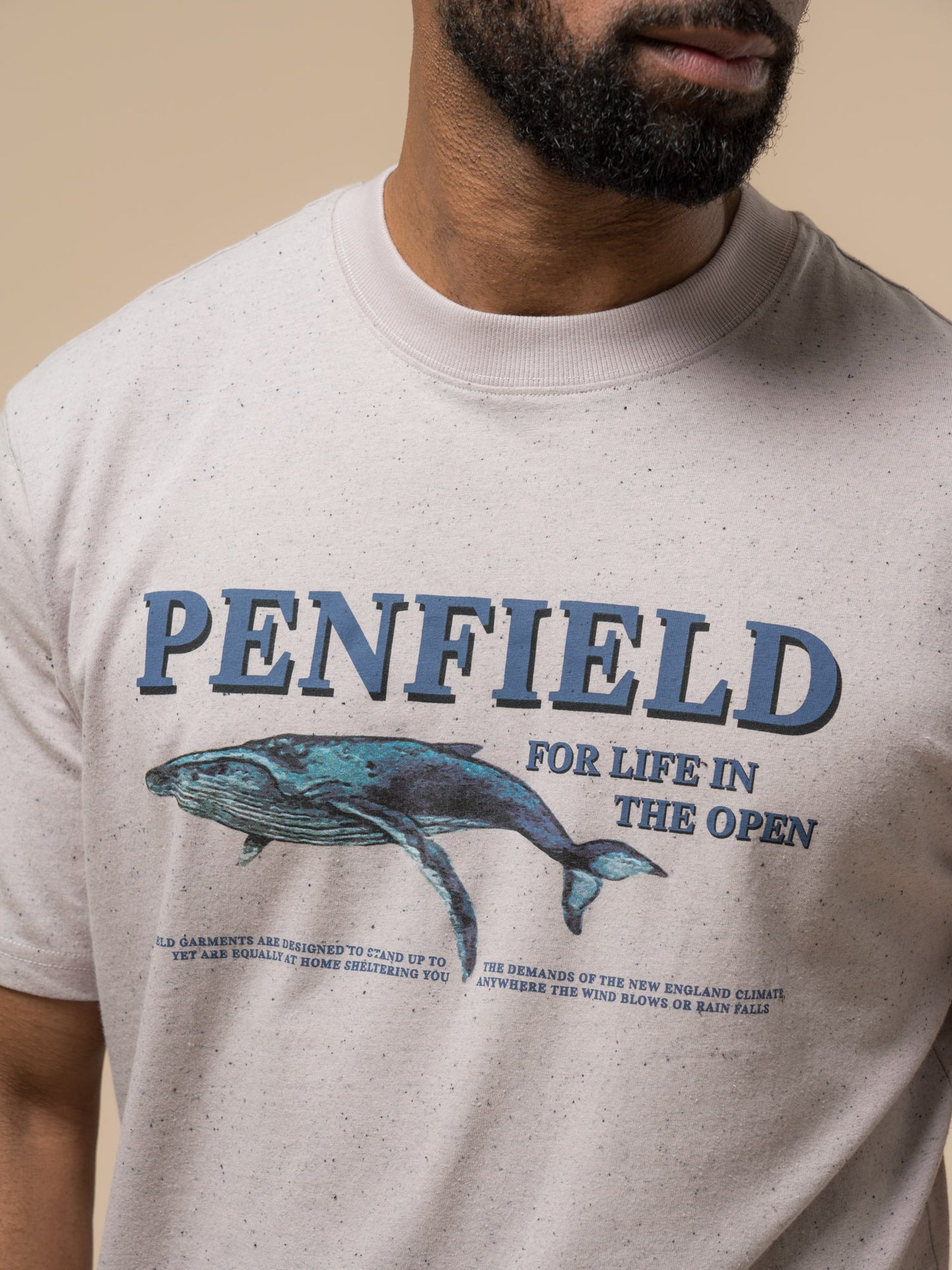 Penfield Mens Retro Whale T-Shirt in Cloud Gray
