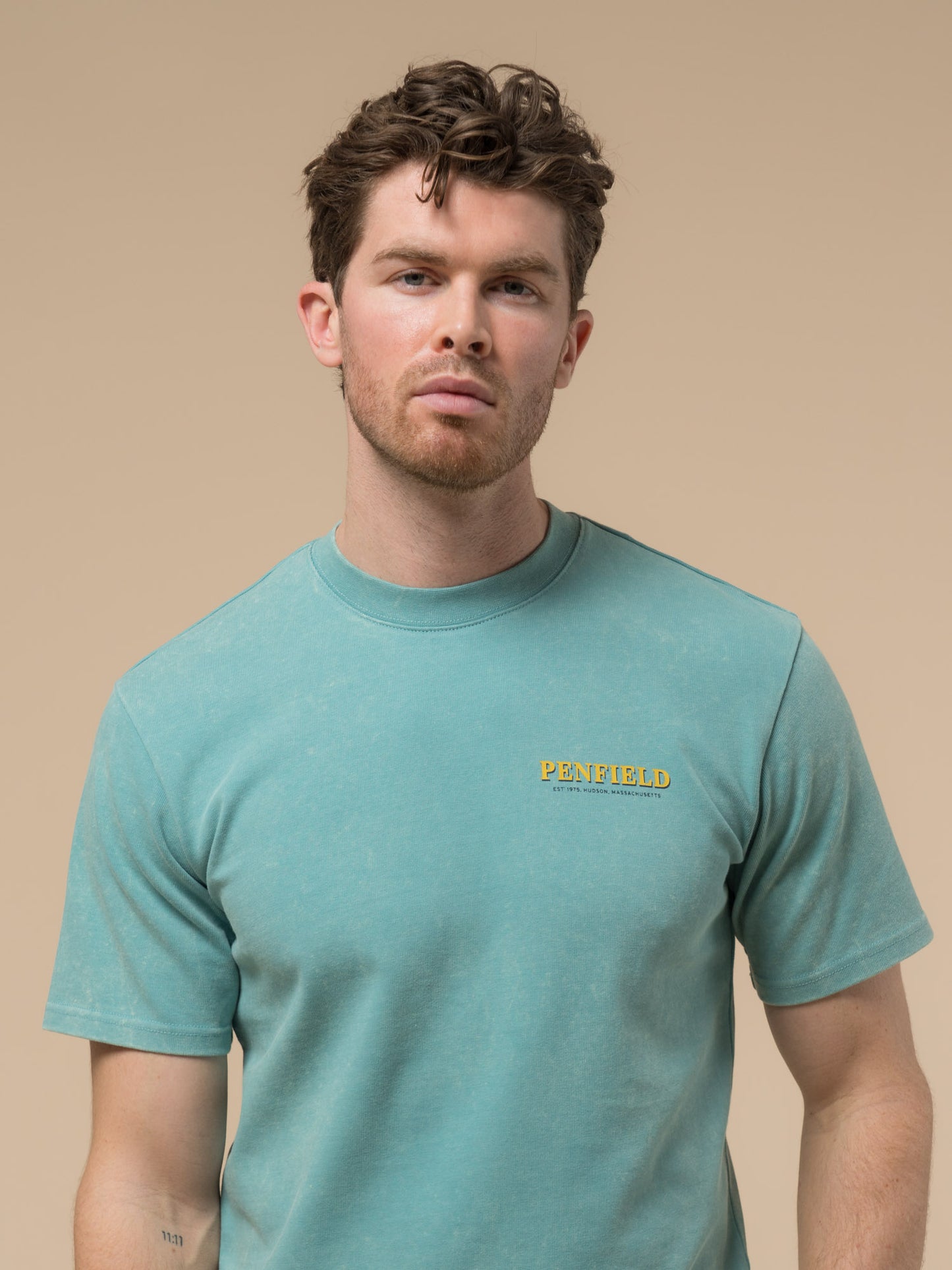 Penfield Mens Whale Scene T-Shirt in Dusty Turquoise