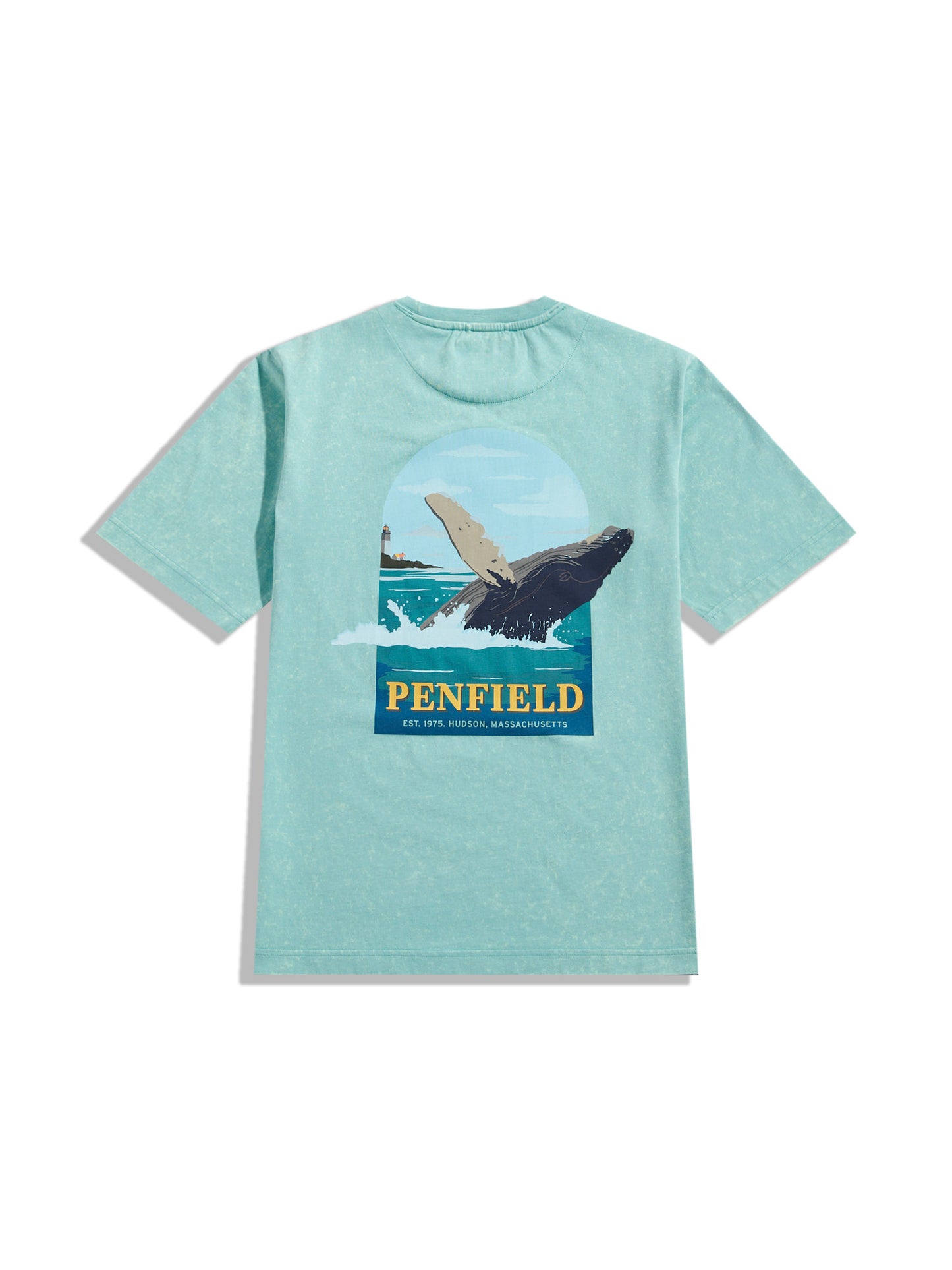 Penfield Mens Whale Scene T-Shirt in Dusty Turquoise