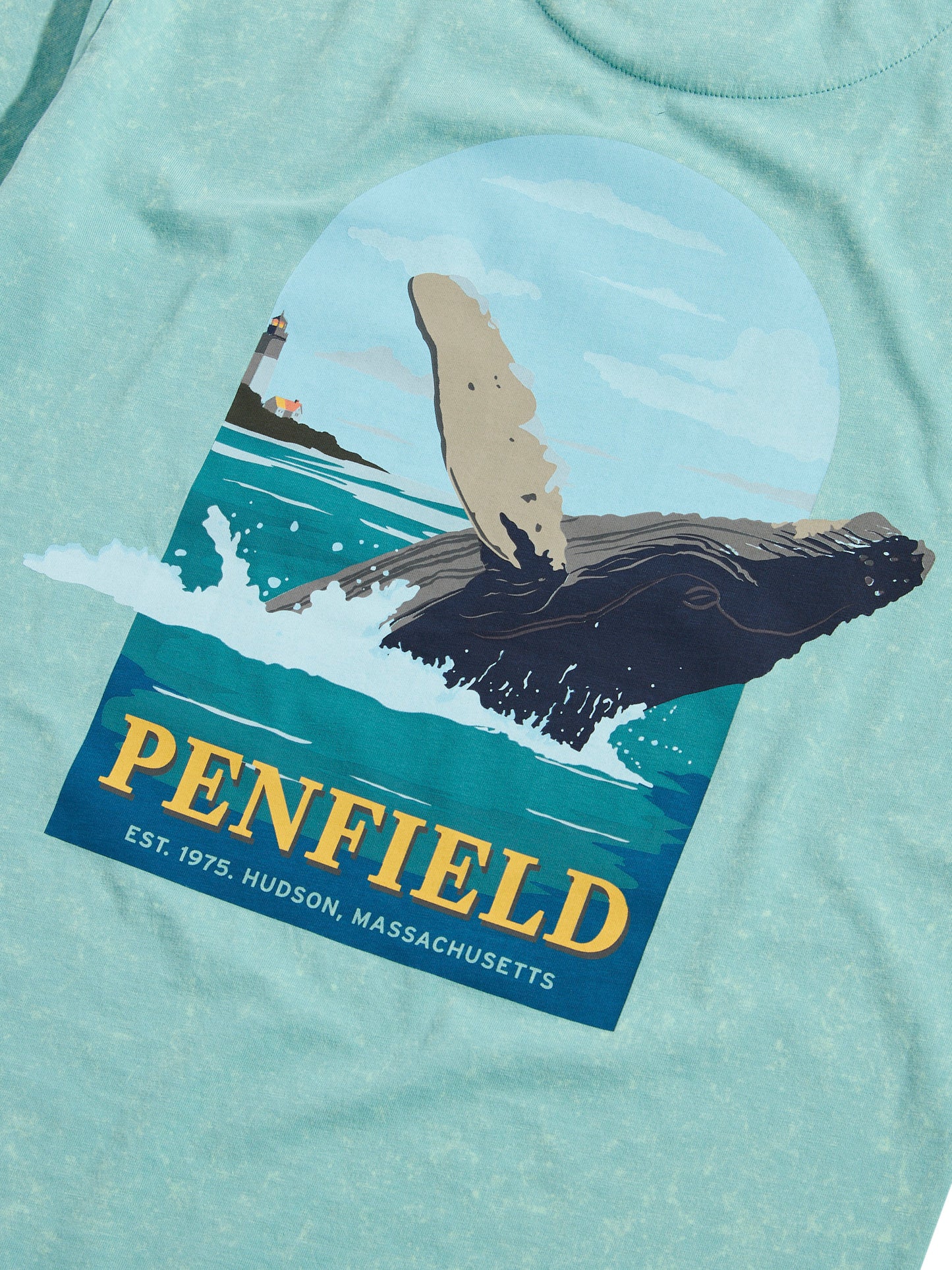 Penfield Mens Whale Scene T-Shirt in Dusty Turquoise