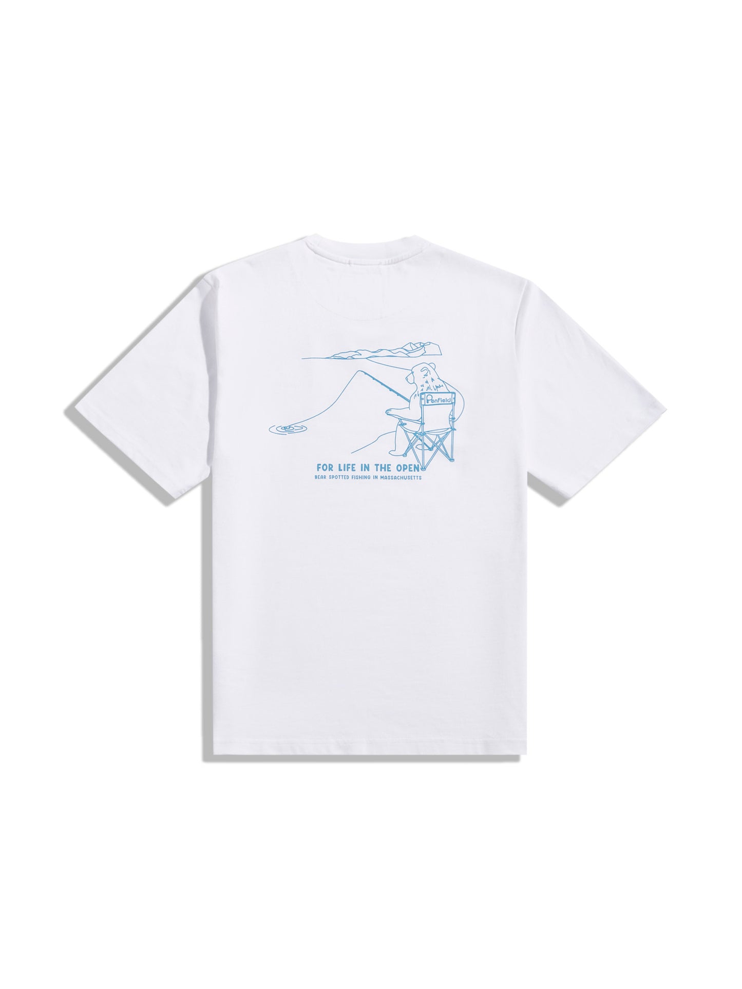 Penfield Mens Fishing Bear T-Shirt in Bright White