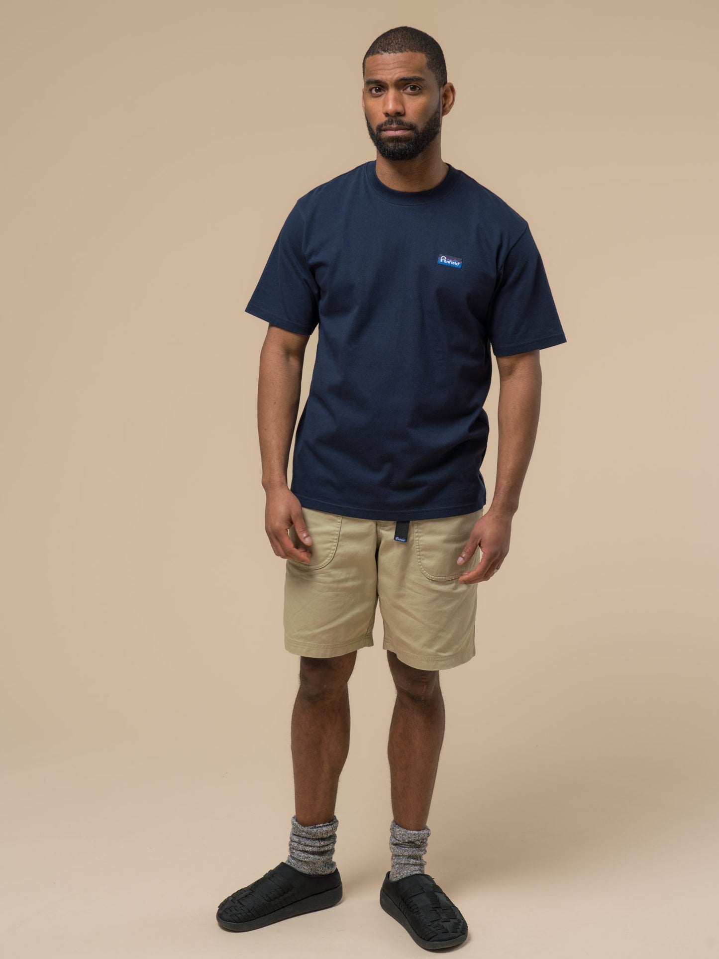 Penfield Mens Fishing Bear T-Shirt in Navy Blue