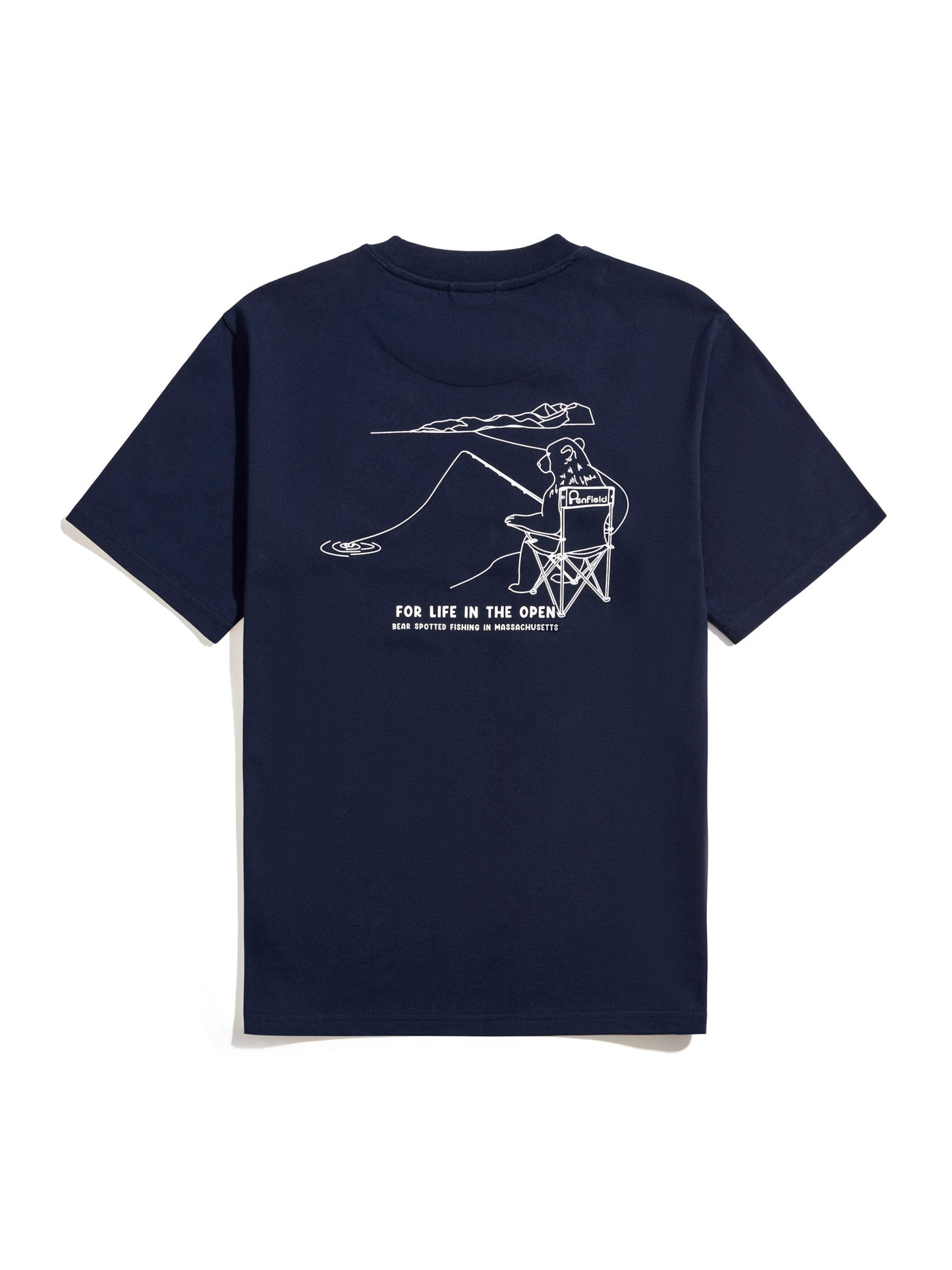 Penfield Mens Fishing Bear T-Shirt in Navy Blue