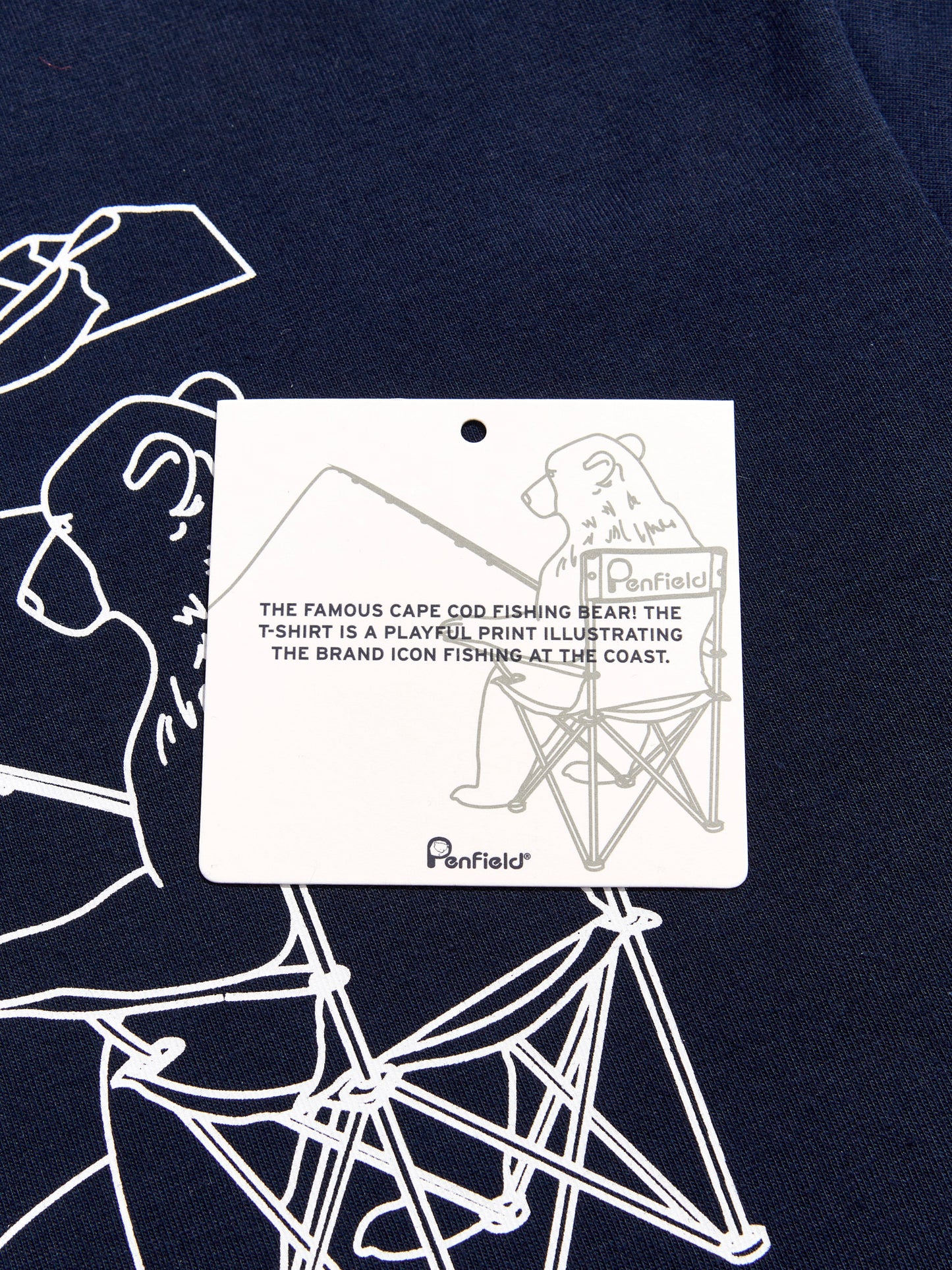 Penfield Mens Fishing Bear T-Shirt in Navy Blue