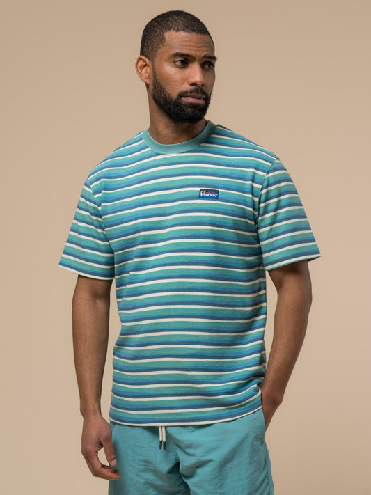 Penfield Mens Wave Texture Stripe T-Shirt in Dusty Turquoise