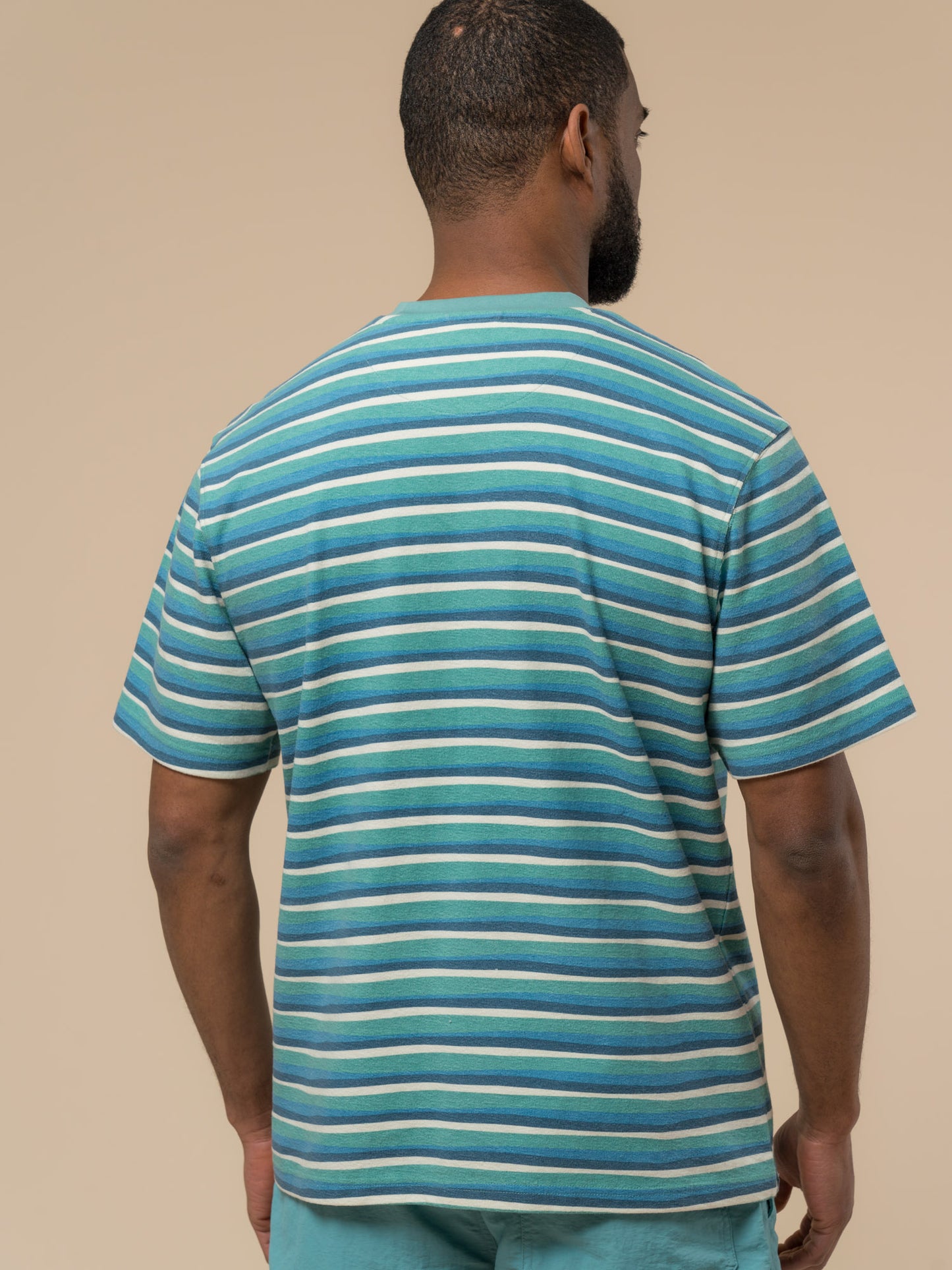 Penfield Mens Wave Texture Stripe T-Shirt in Dusty Turquoise