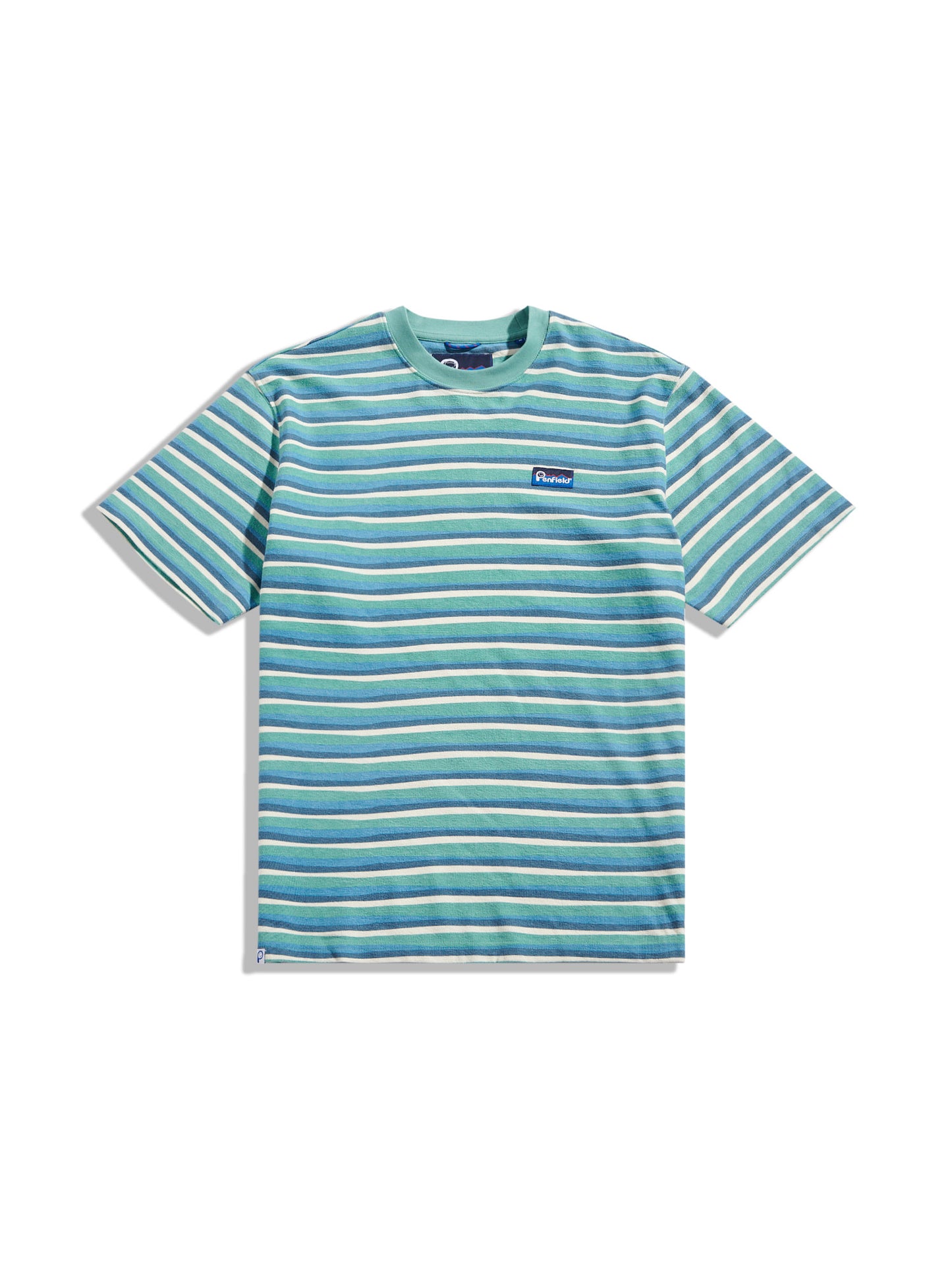 Penfield Mens Wave Texture Stripe T-Shirt in Dusty Turquoise