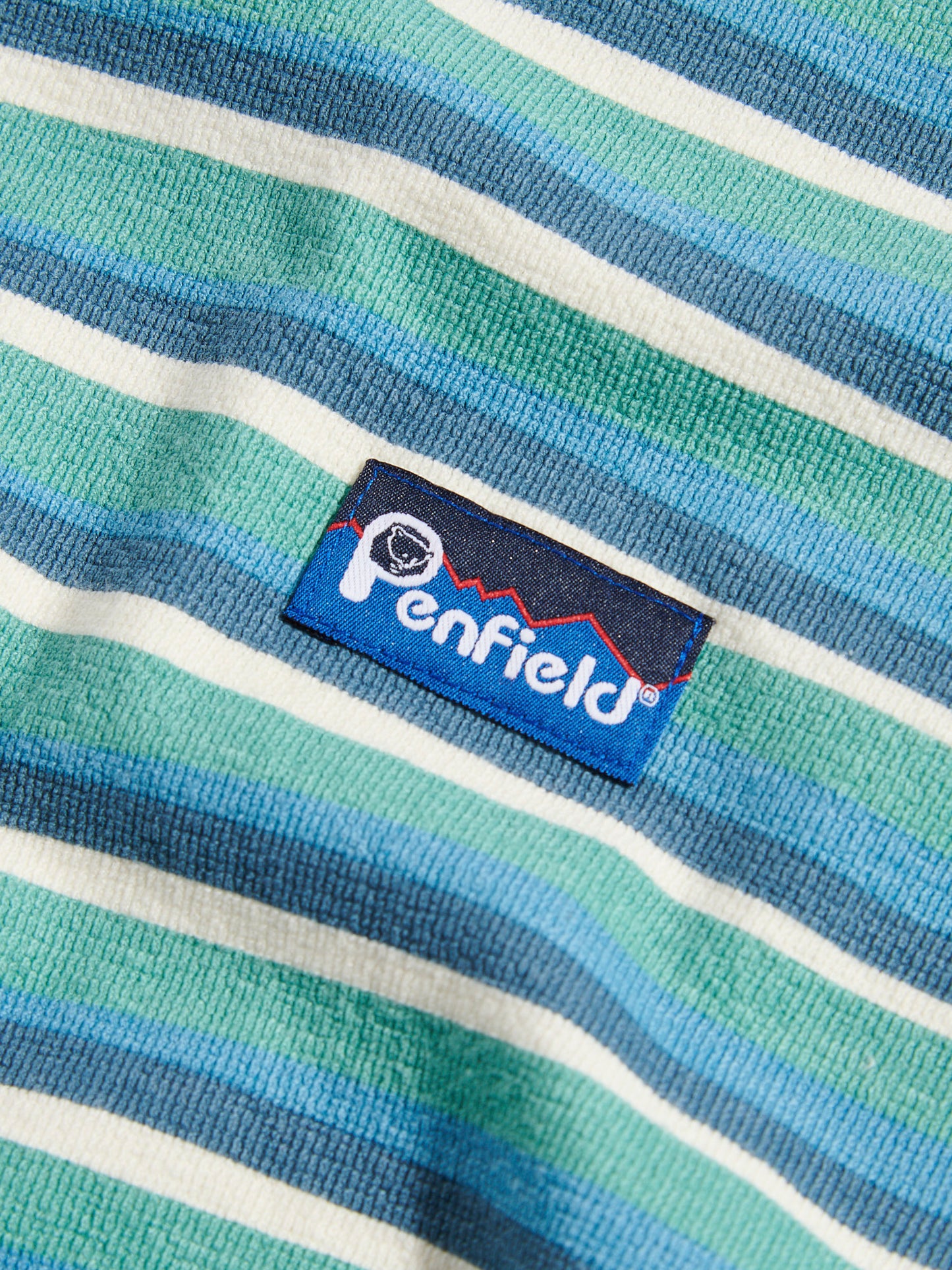 Penfield Mens Wave Texture Stripe T-Shirt in Dusty Turquoise