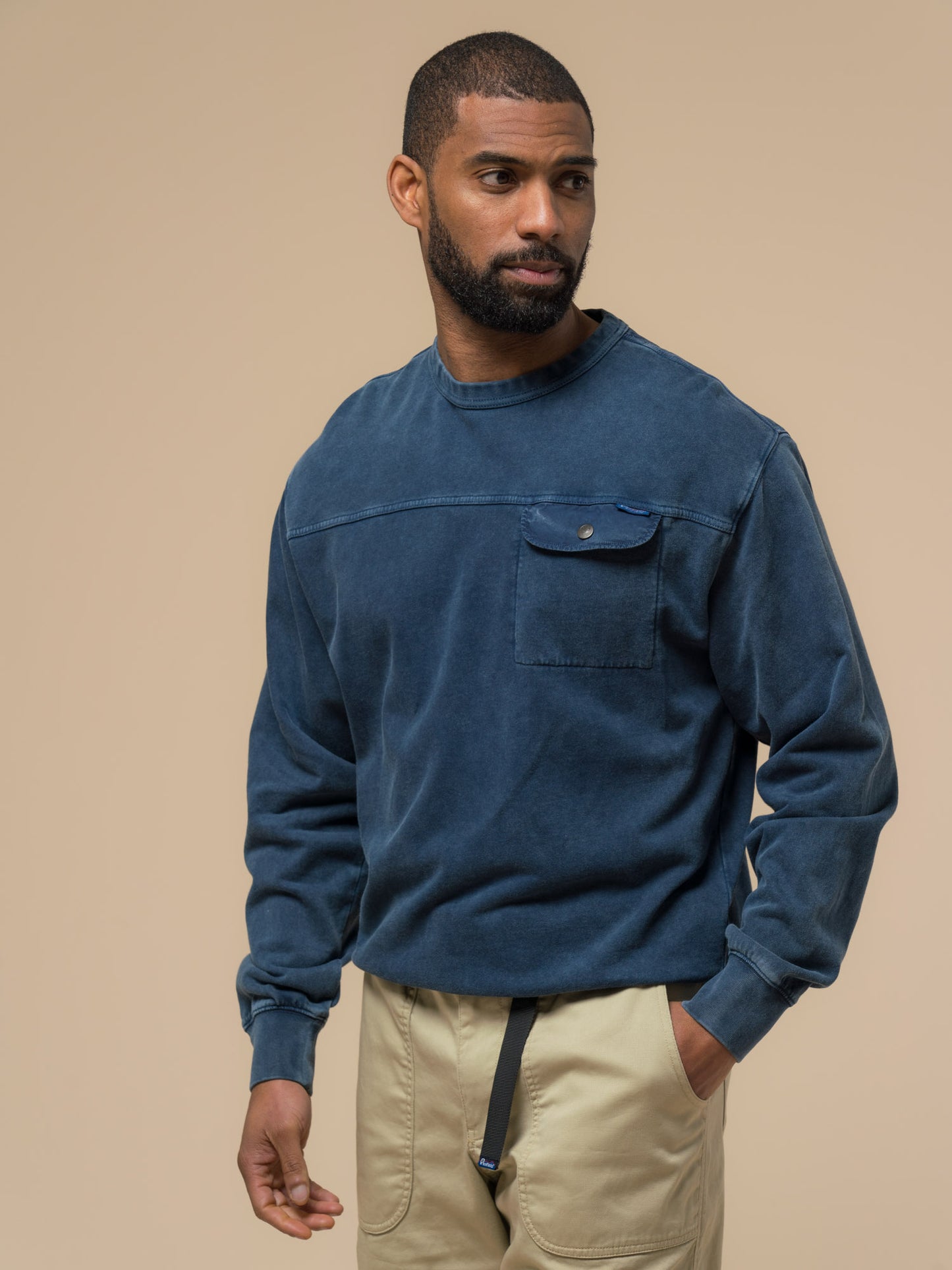 Penfield Mens Newchester Panelled Sweatshirt in Navy Blue