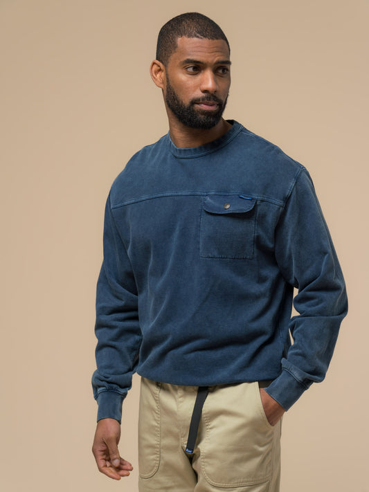 Penfield Mens Newchester Panelled Sweatshirt in Navy Blue