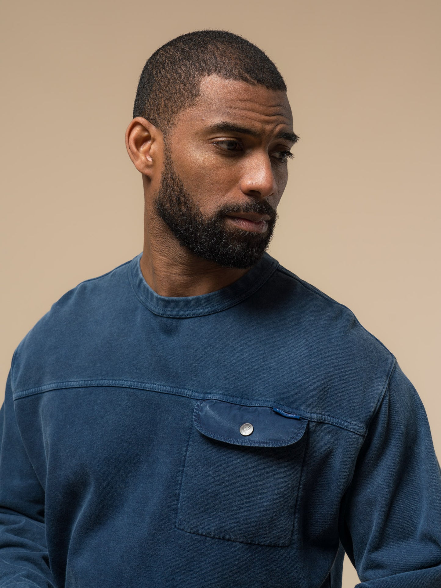 Penfield Mens Newchester Panelled Sweatshirt in Navy Blue