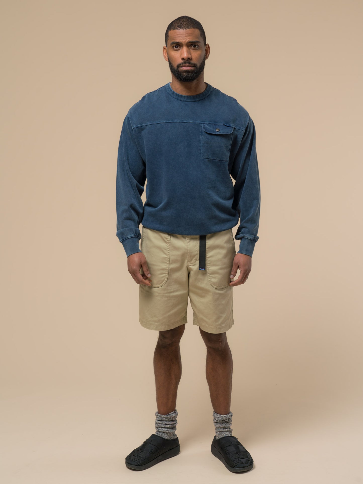 Penfield Mens Newchester Panelled Sweatshirt in Navy Blue