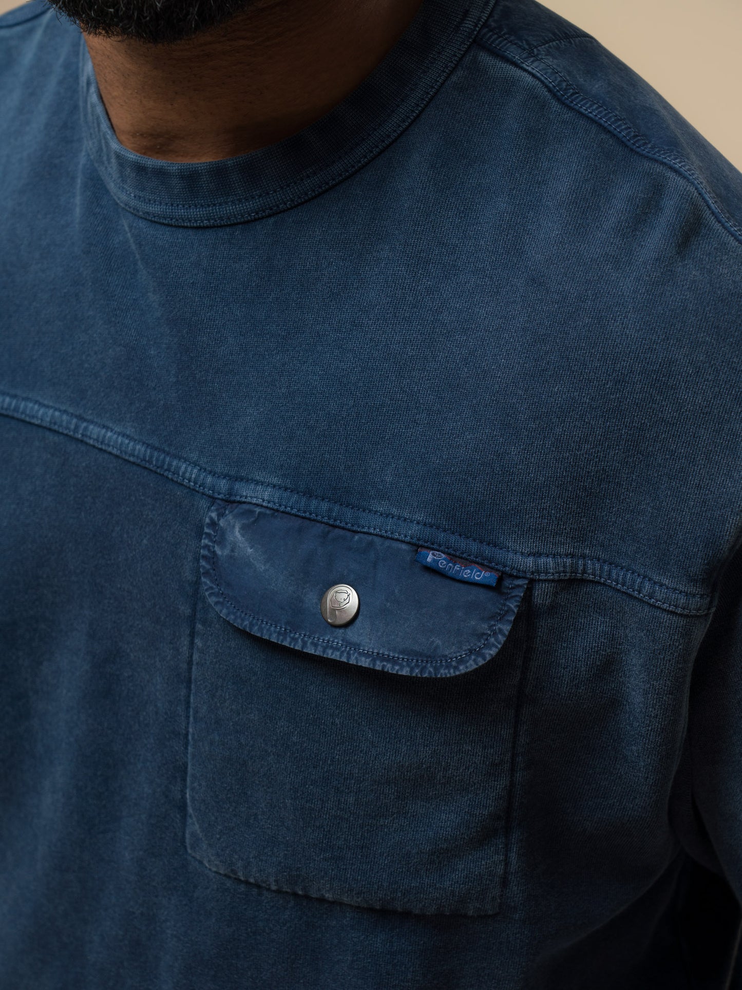 Penfield Mens Newchester Panelled Sweatshirt in Navy Blue