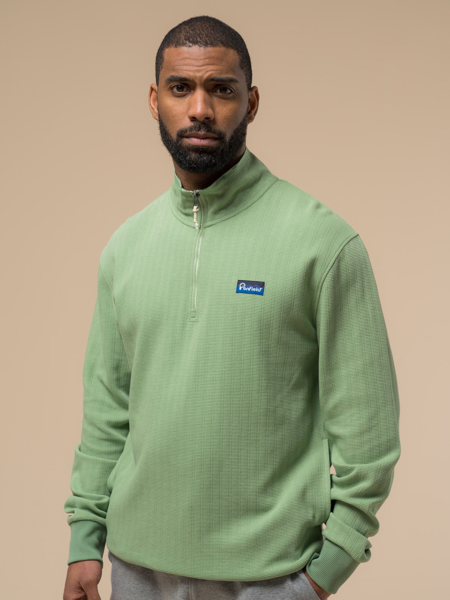 Textured Stripe Half Zip Funnel in Mistletoe – Penfield