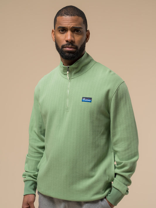 Penfield Mens Textured Stripe Half Zip Funnel in Mistletoe