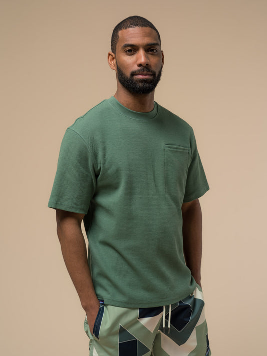 Penfield Mens Pocket Double Rib T-Shirt in Dark Forest
