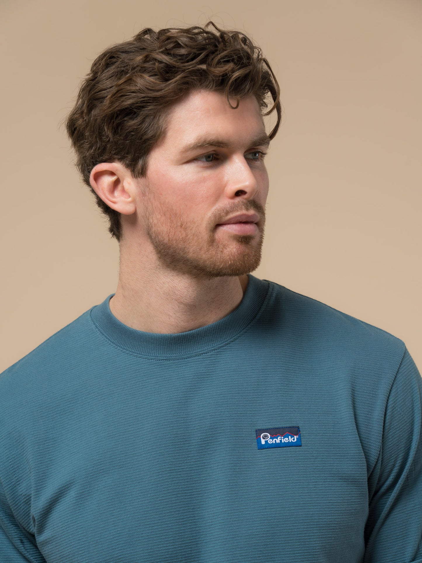 Penfield Mens Ripple Textured T-Shirt in Blue Fusion