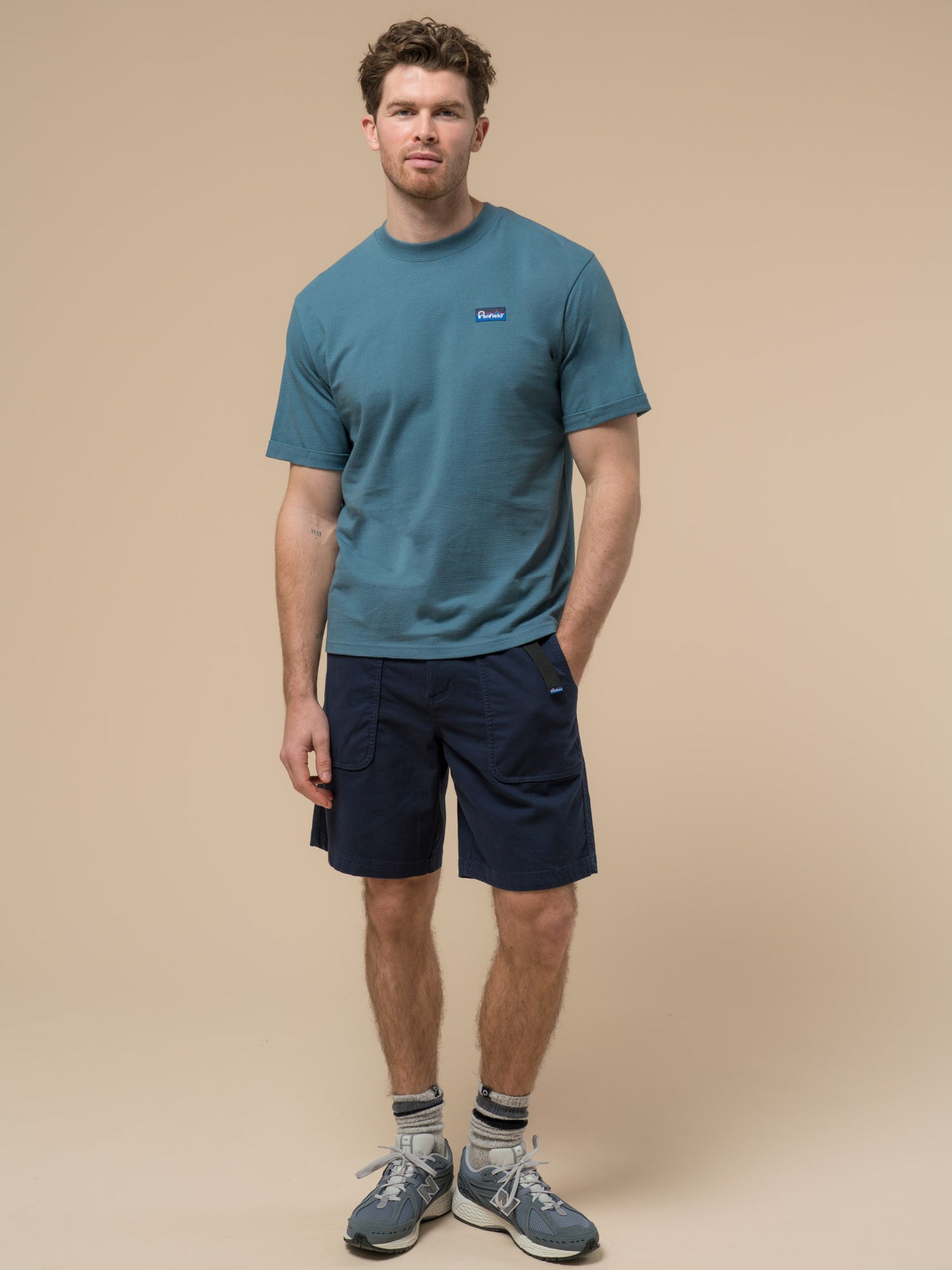 Penfield Mens Ripple Textured T-Shirt in Blue Fusion