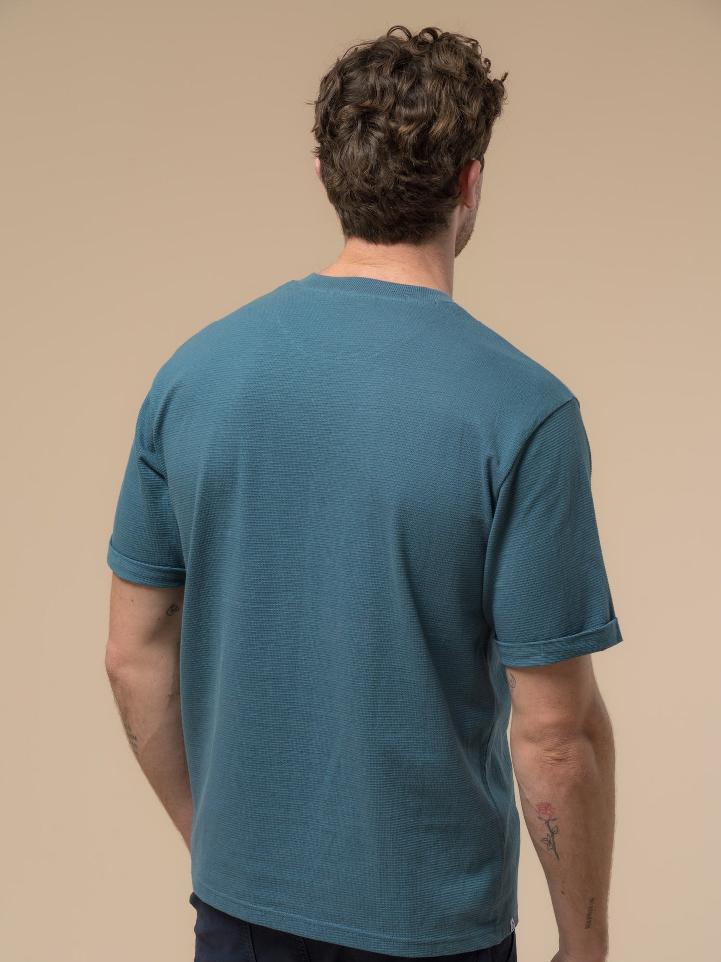 Penfield Mens Ripple Textured T-Shirt in Blue Fusion