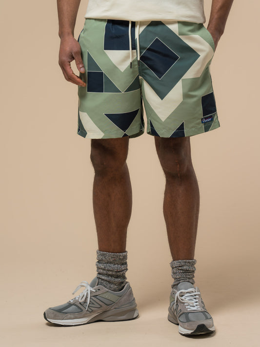 Penfield Mens Eldridge Print Packable Swim Shorts in Mistletoe
