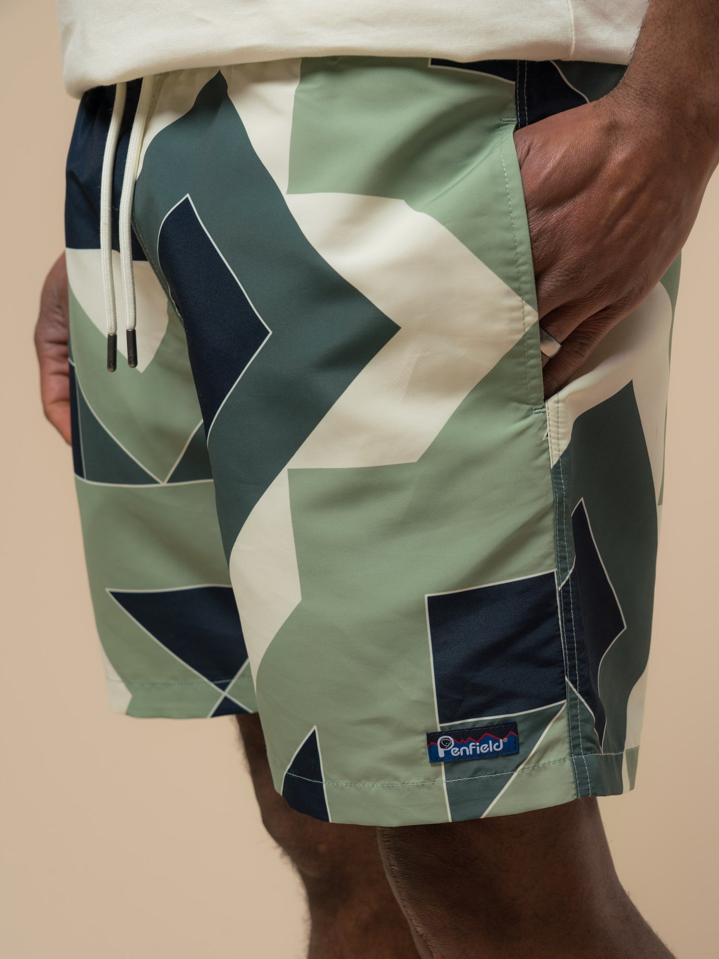 Penfield Mens Eldridge Print Packable Swim Shorts in Mistletoe