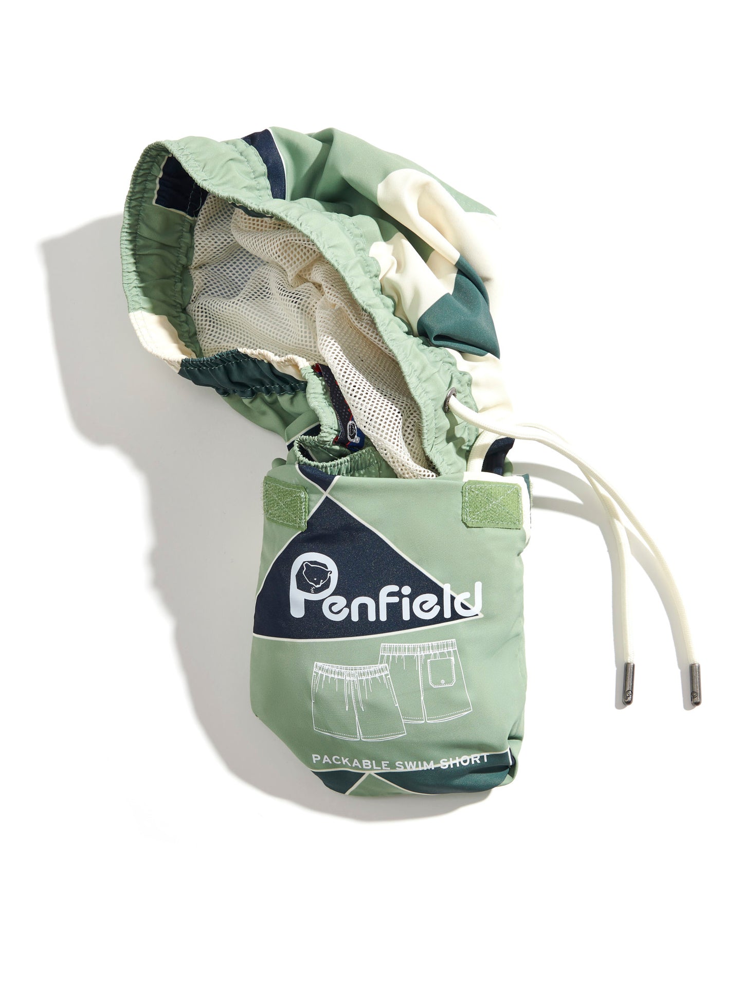 Penfield Mens Eldridge Print Packable Swim Shorts in Mistletoe