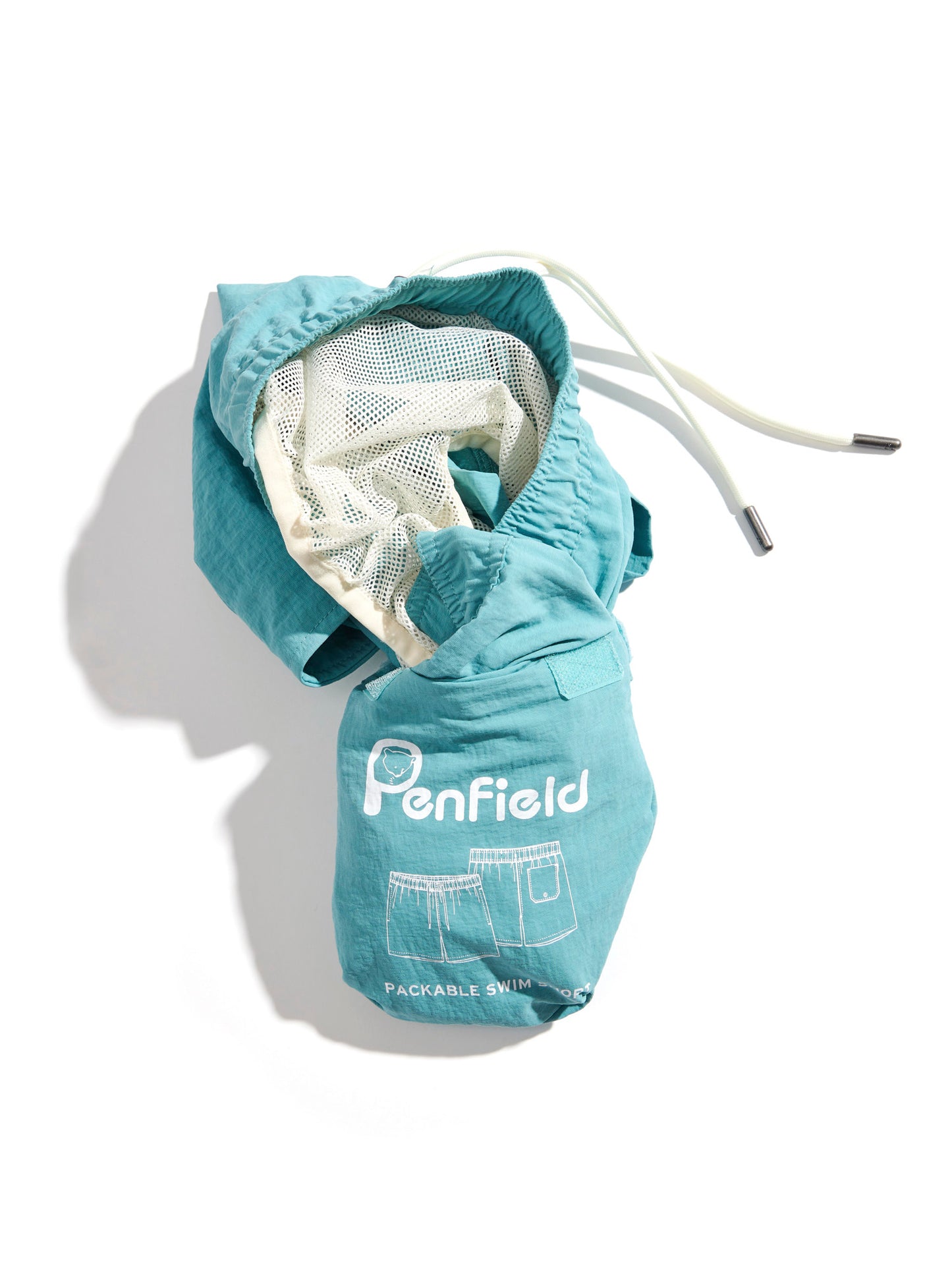 Penfield Mens Packable Swim Short in Dusty Turquoise