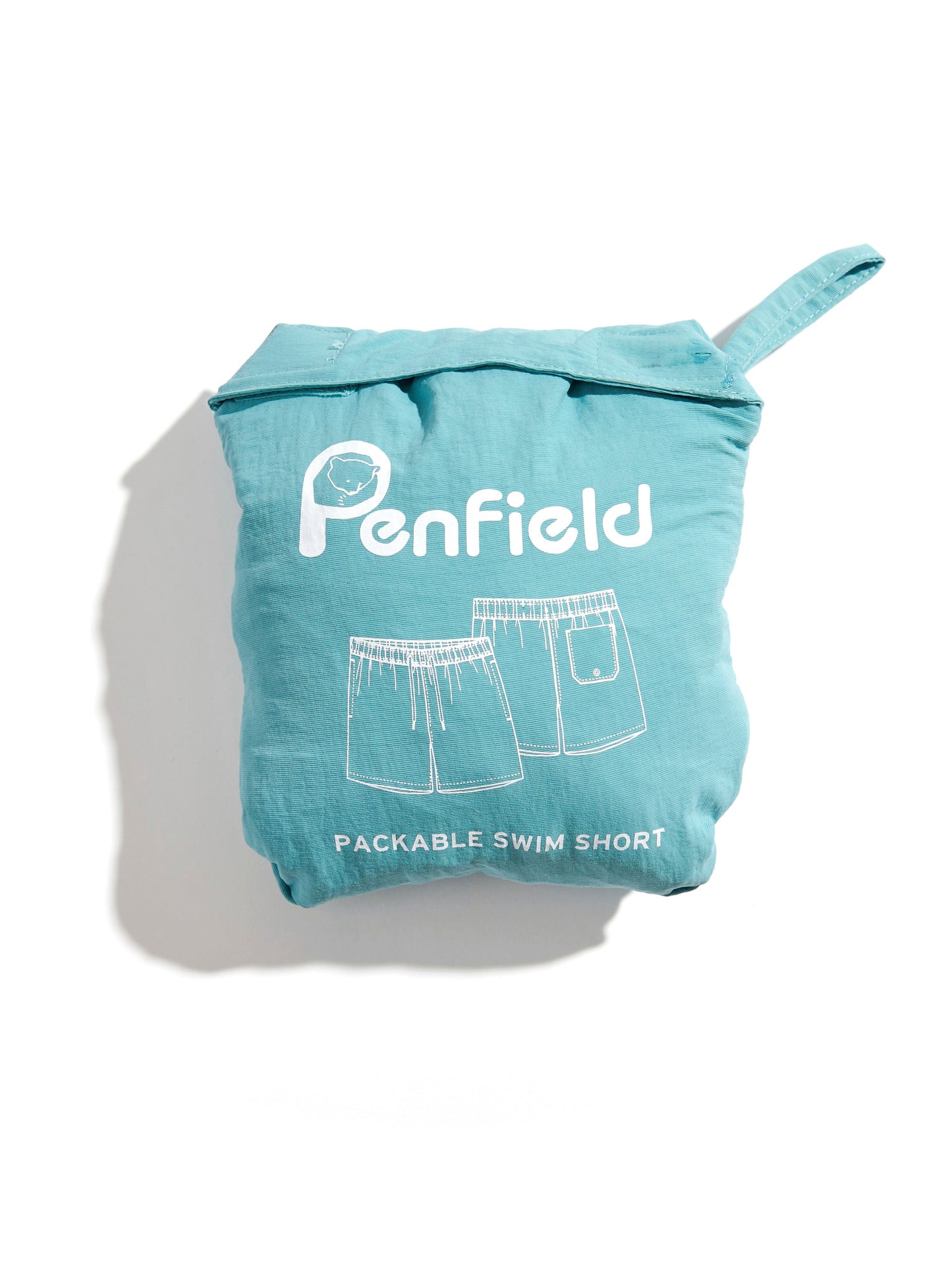 Penfield Mens Packable Swim Short in Dusty Turquoise