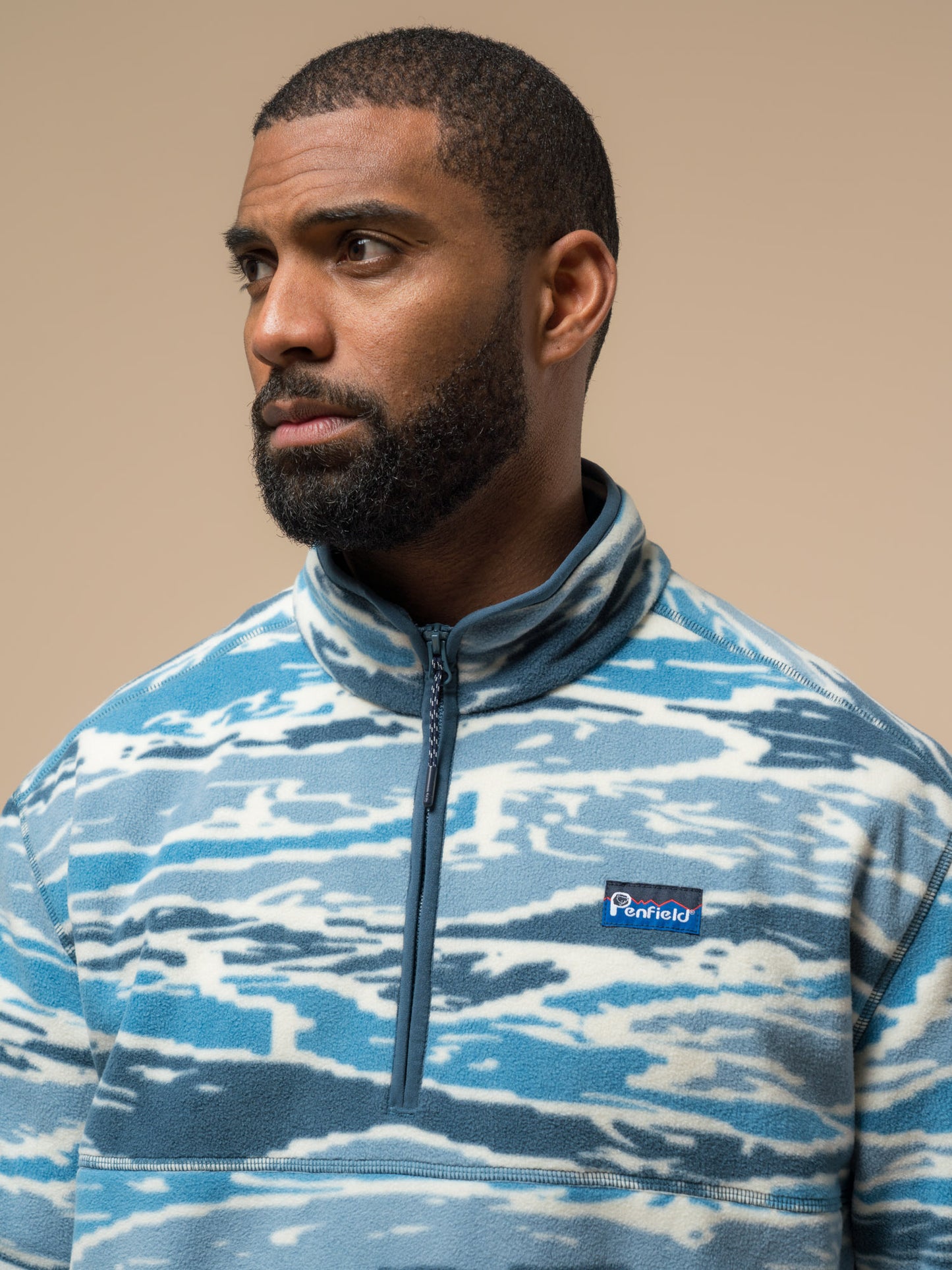 Bay Jacquard Microfleece ¼ Zip in Blue Fusion