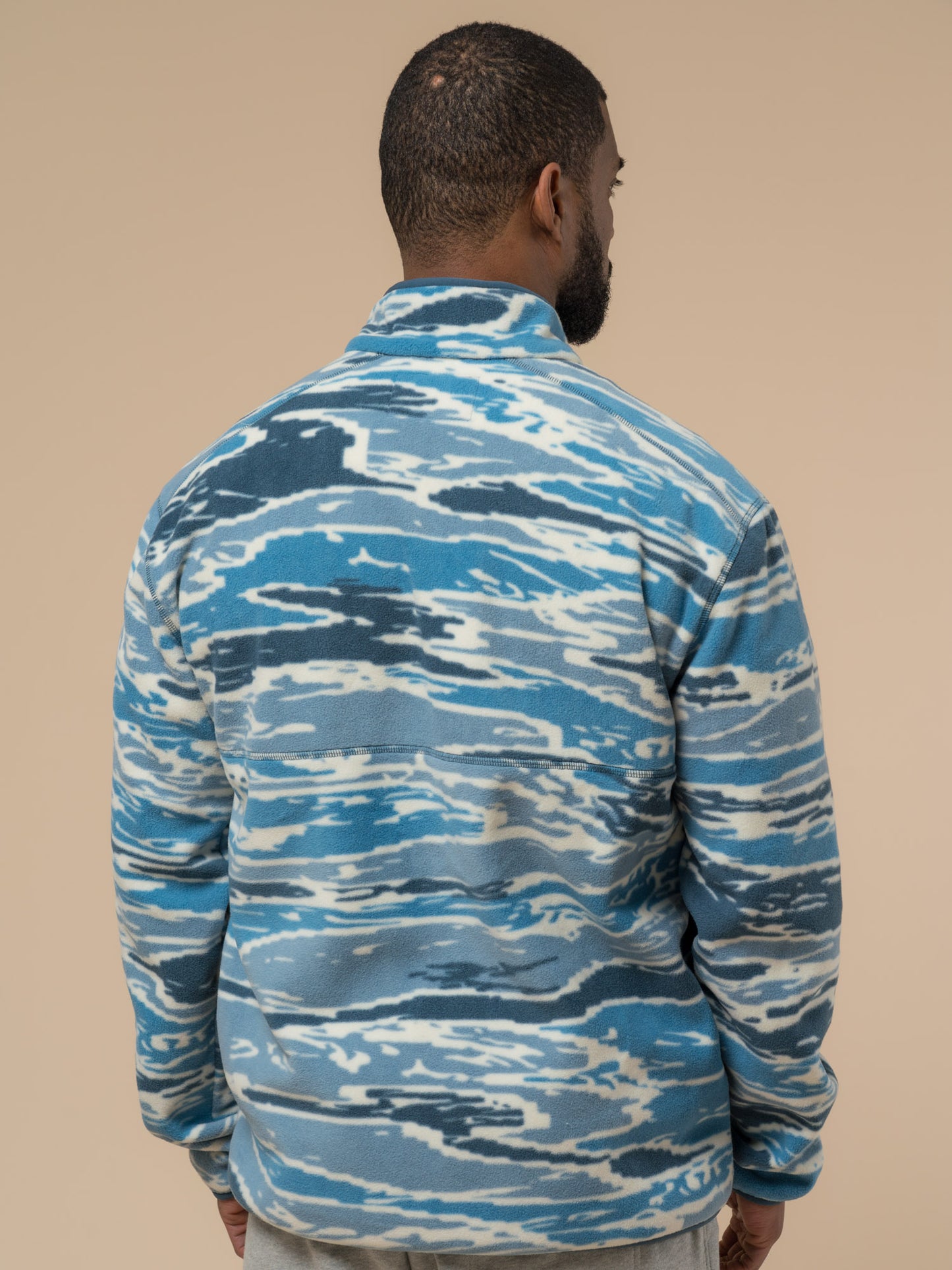 Bay Jacquard Microfleece ¼ Zip in Blue Fusion