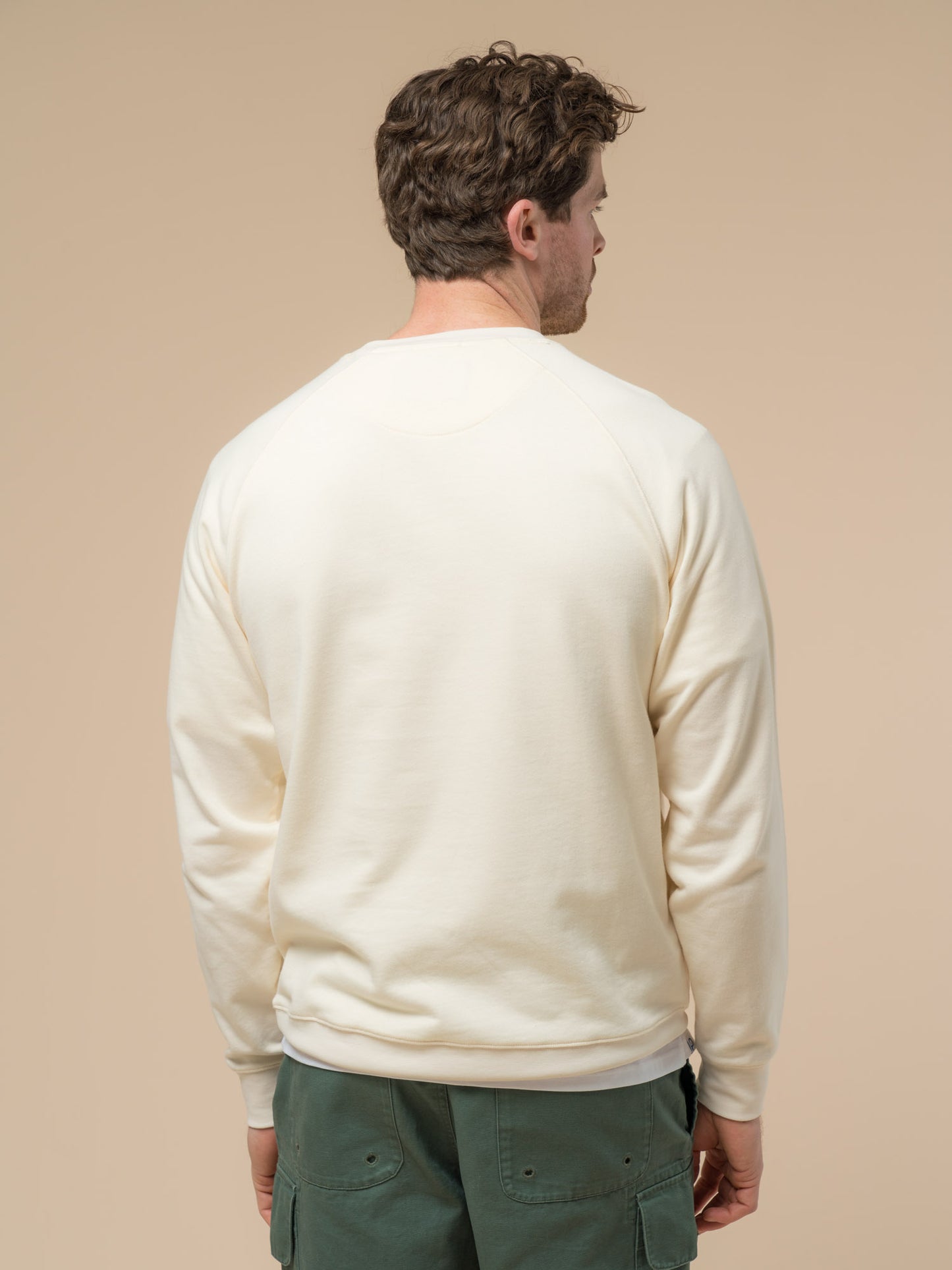 Penfield Mens Embroidered Retro Whale Sweatshirt in Vanilla Ice