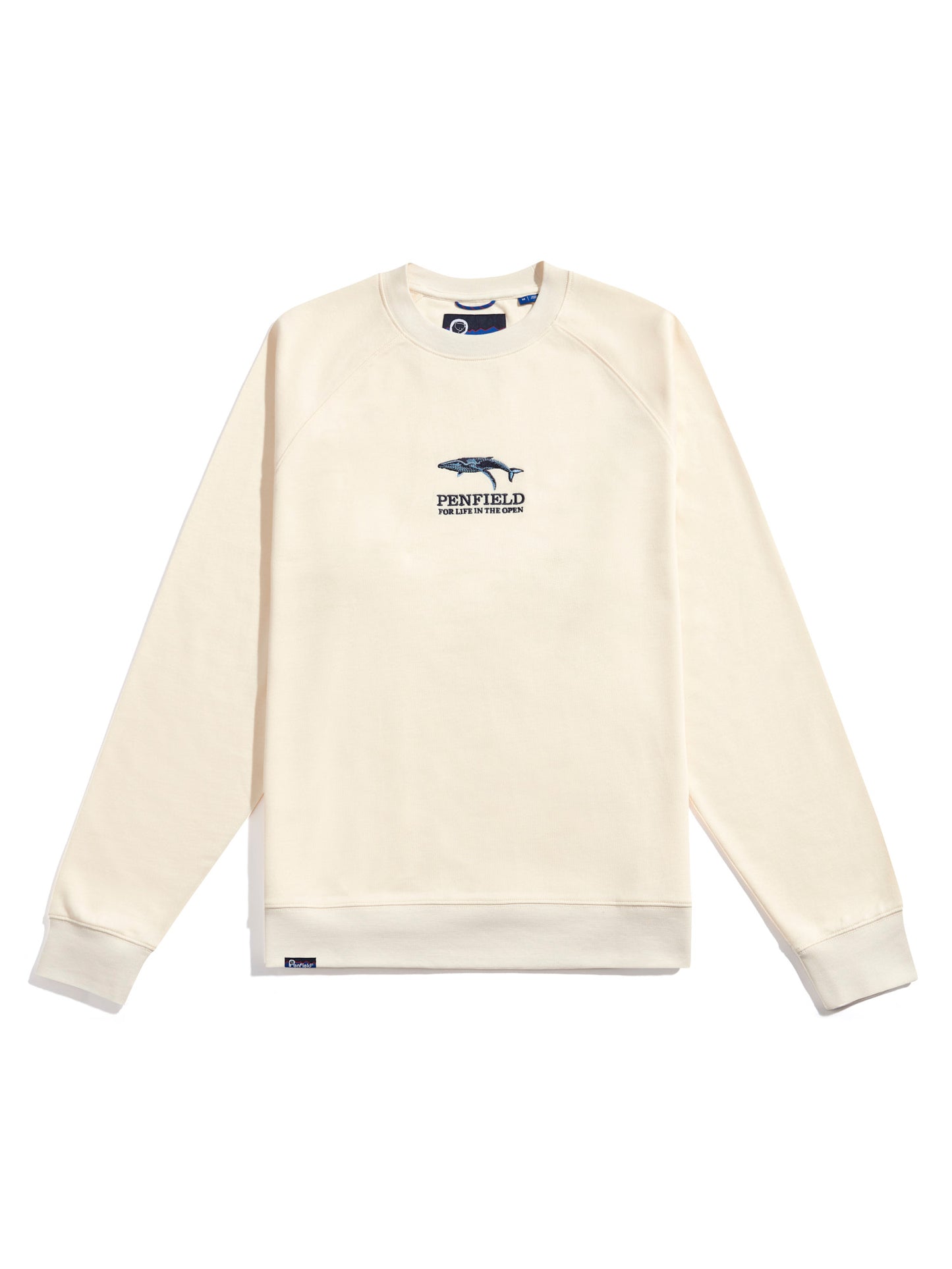 Penfield Mens Embroidered Retro Whale Sweatshirt in Vanilla Ice