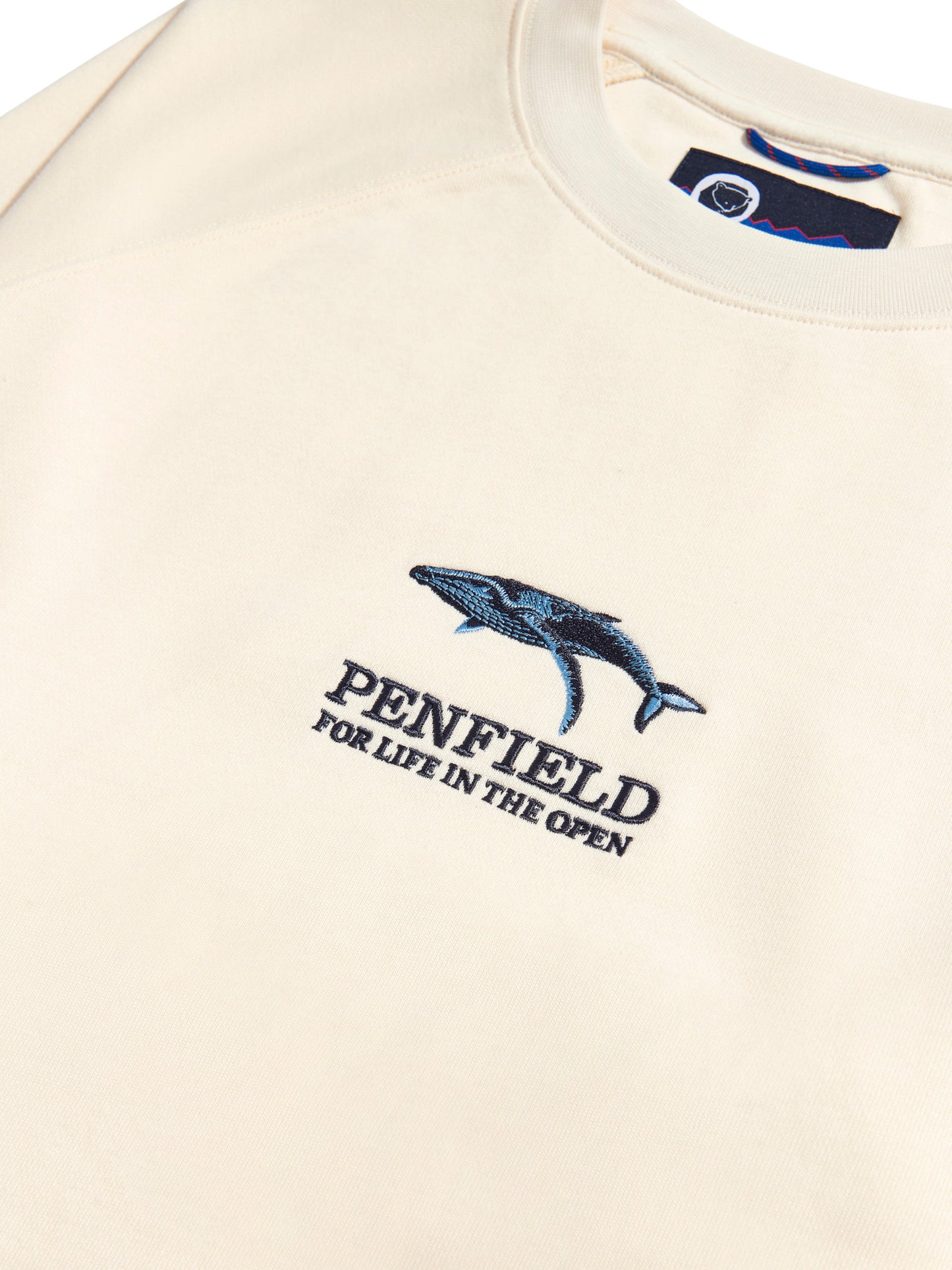 Penfield Mens Embroidered Retro Whale Sweatshirt in Vanilla Ice