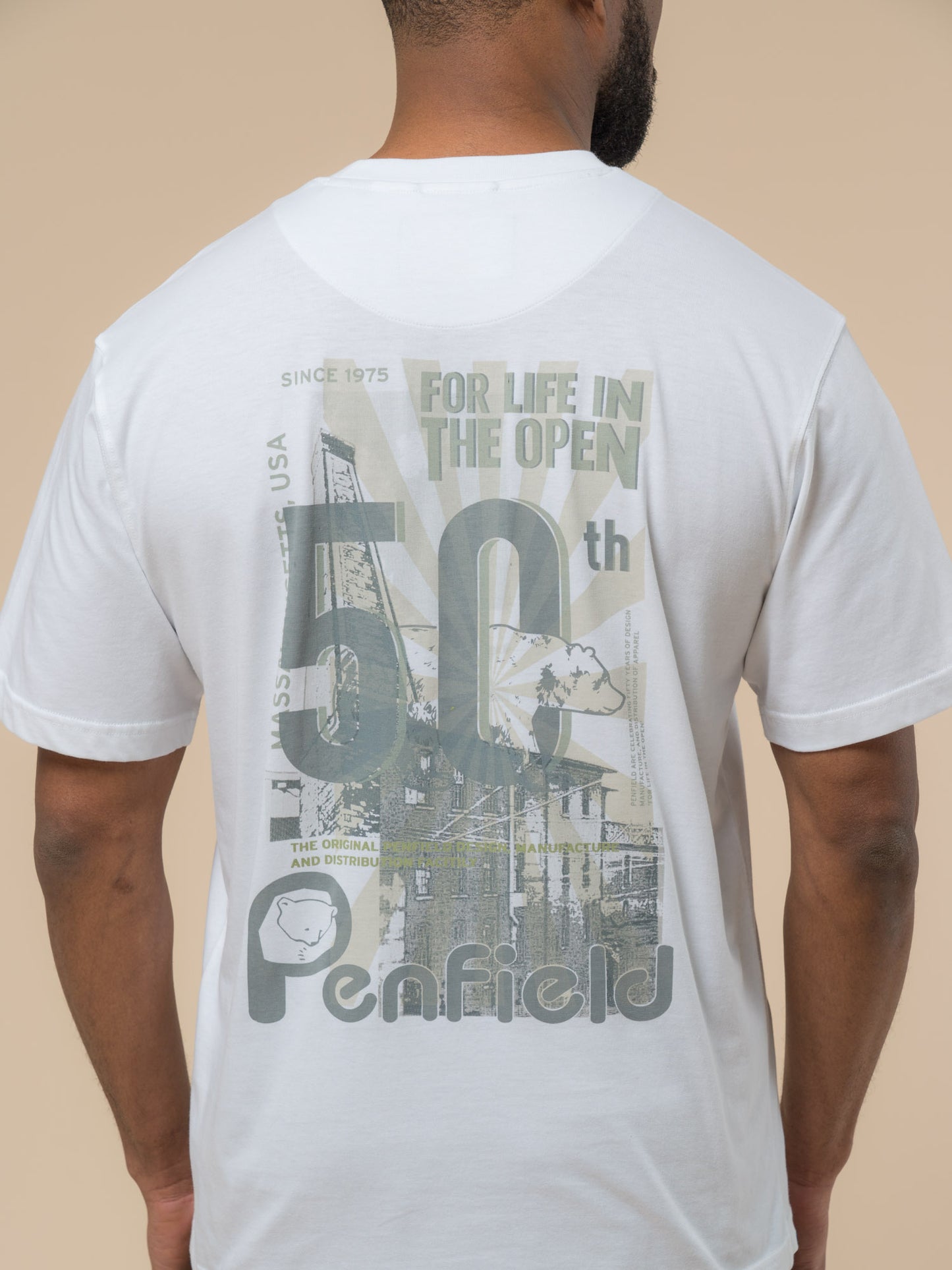 Penfield Mens 50th Anniversary Photo Print T-Shirt in Bright White