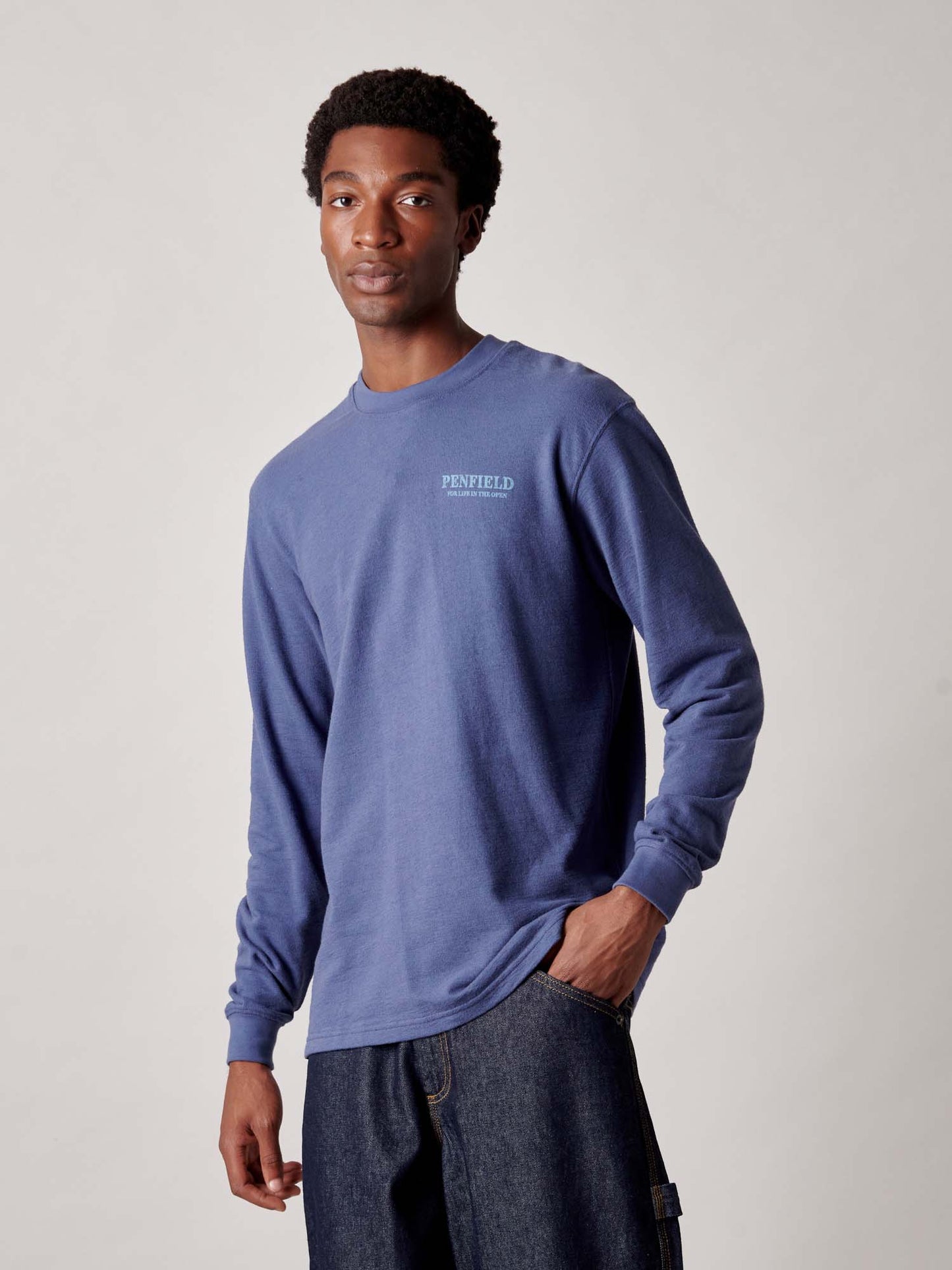Winter Mountain Long Sleeve T-Shirt in Blue Indigo