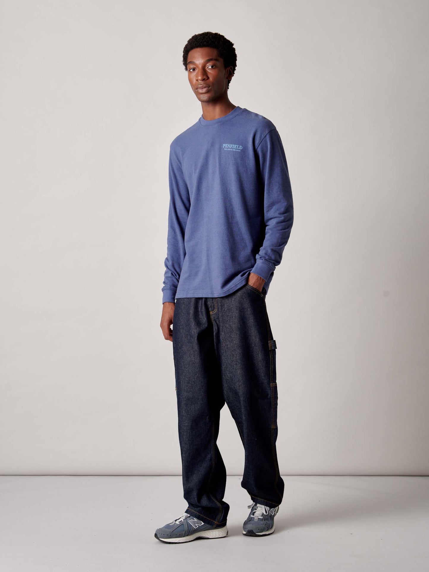 Winter Mountain Long Sleeve T-Shirt in Blue Indigo