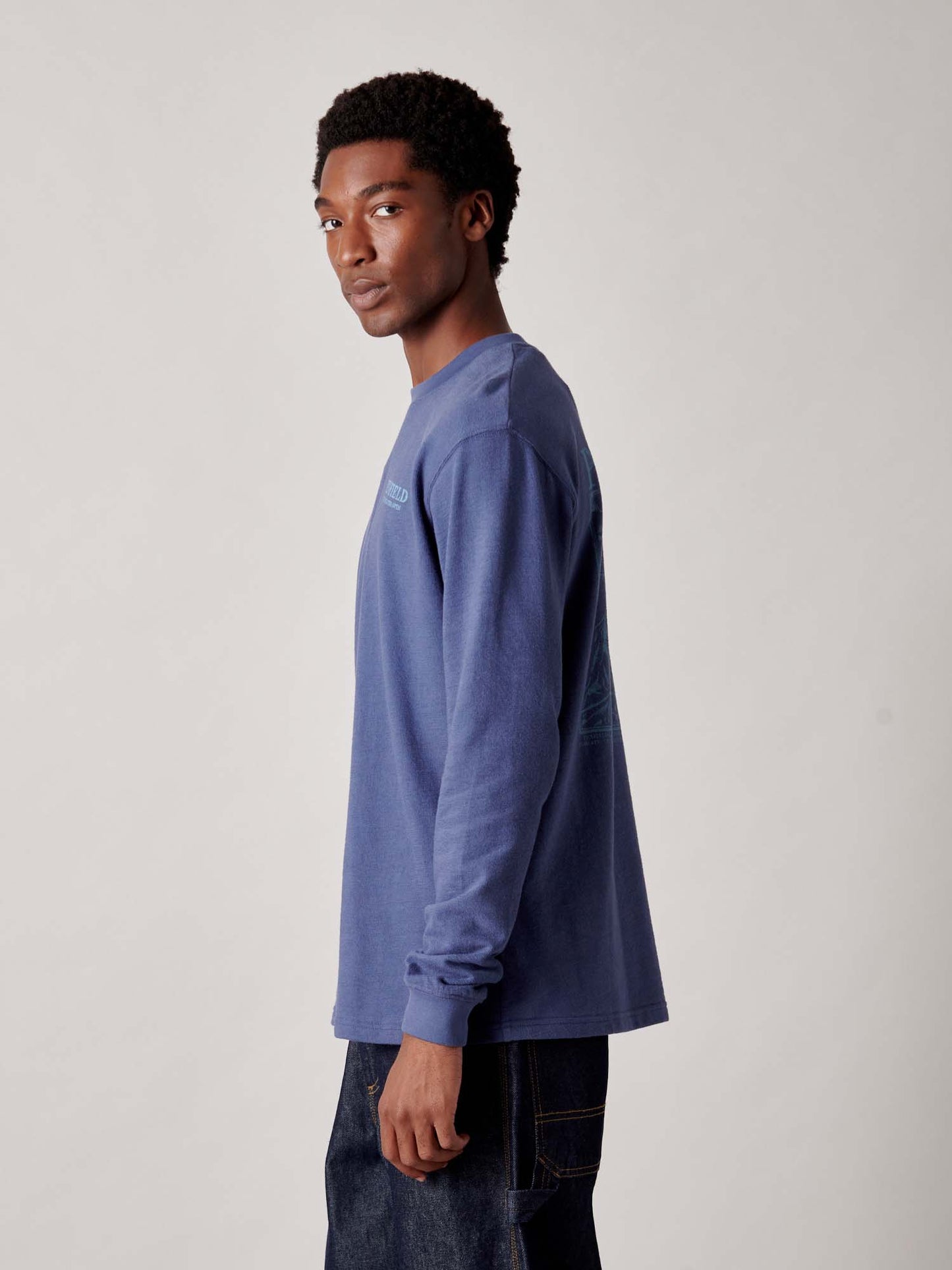 Winter Mountain Long Sleeve T-Shirt in Blue Indigo