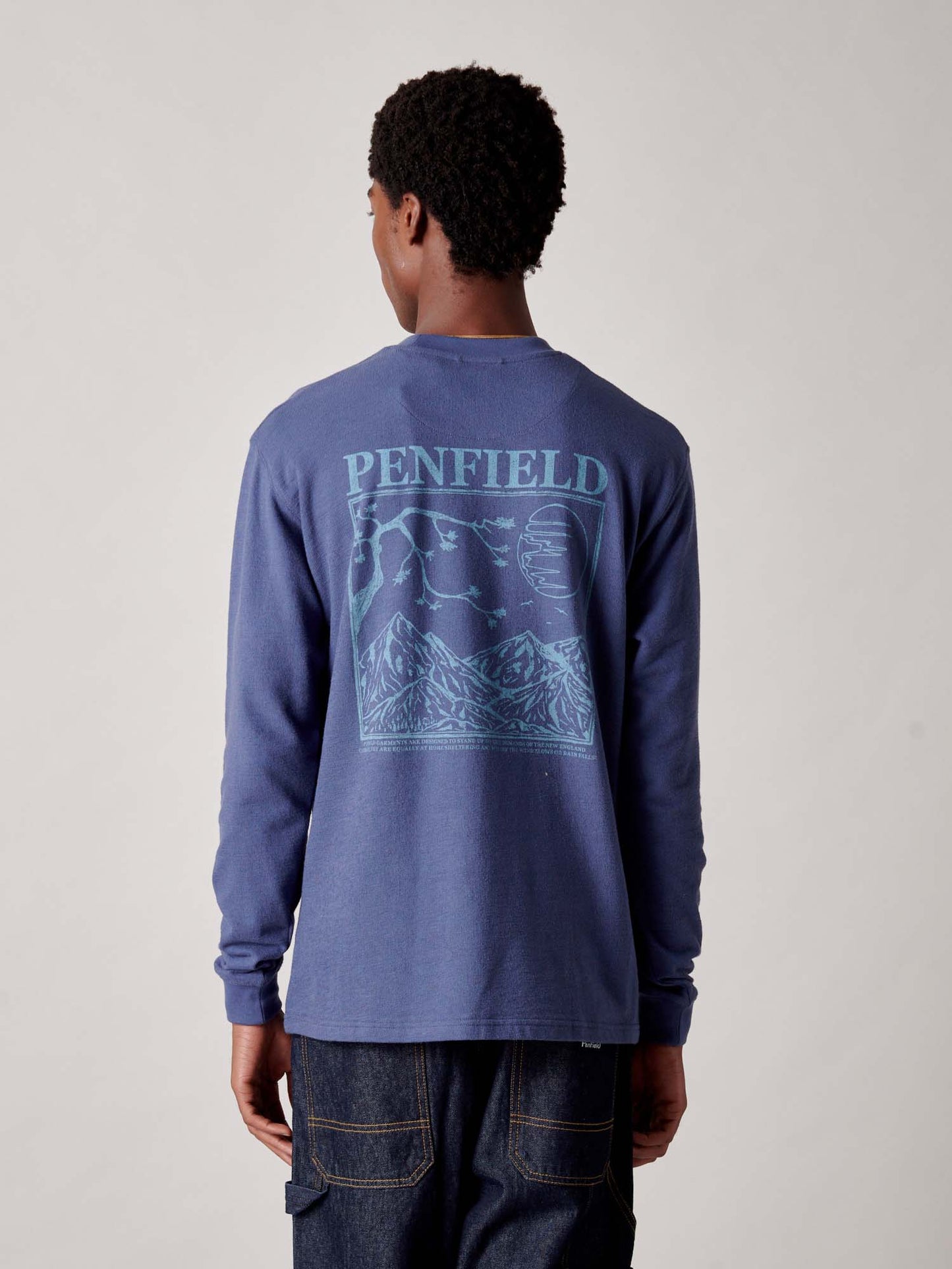 Winter Mountain Long Sleeve T-Shirt in Blue Indigo