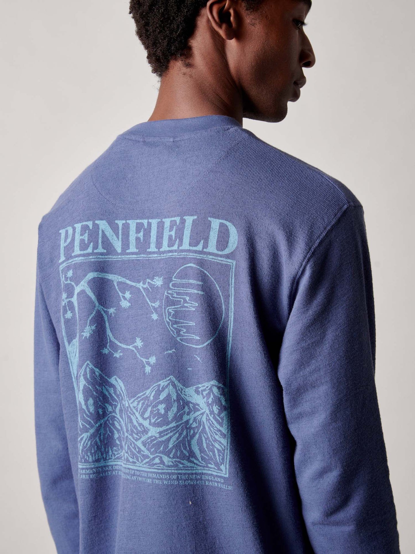 Winter Mountain Long Sleeve T-Shirt in Blue Indigo