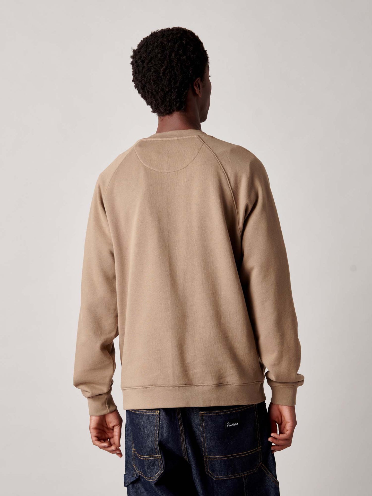 Embroidered Trout Crew in Lead Gray