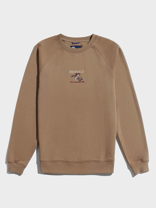 Embroidered Trout Crew in Lead Gray