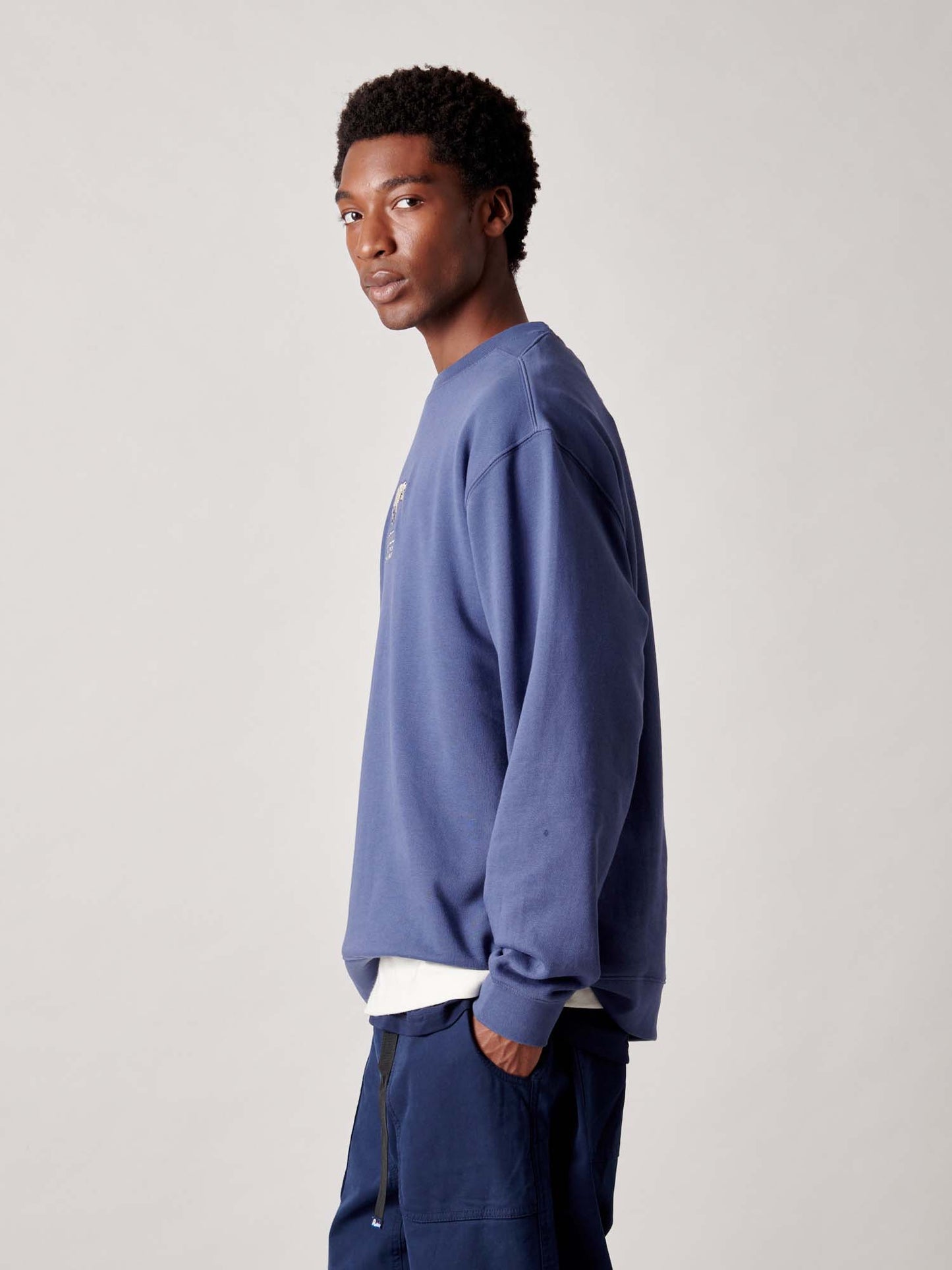 50th Anniversary Embroidered Crew in Blue Indigo